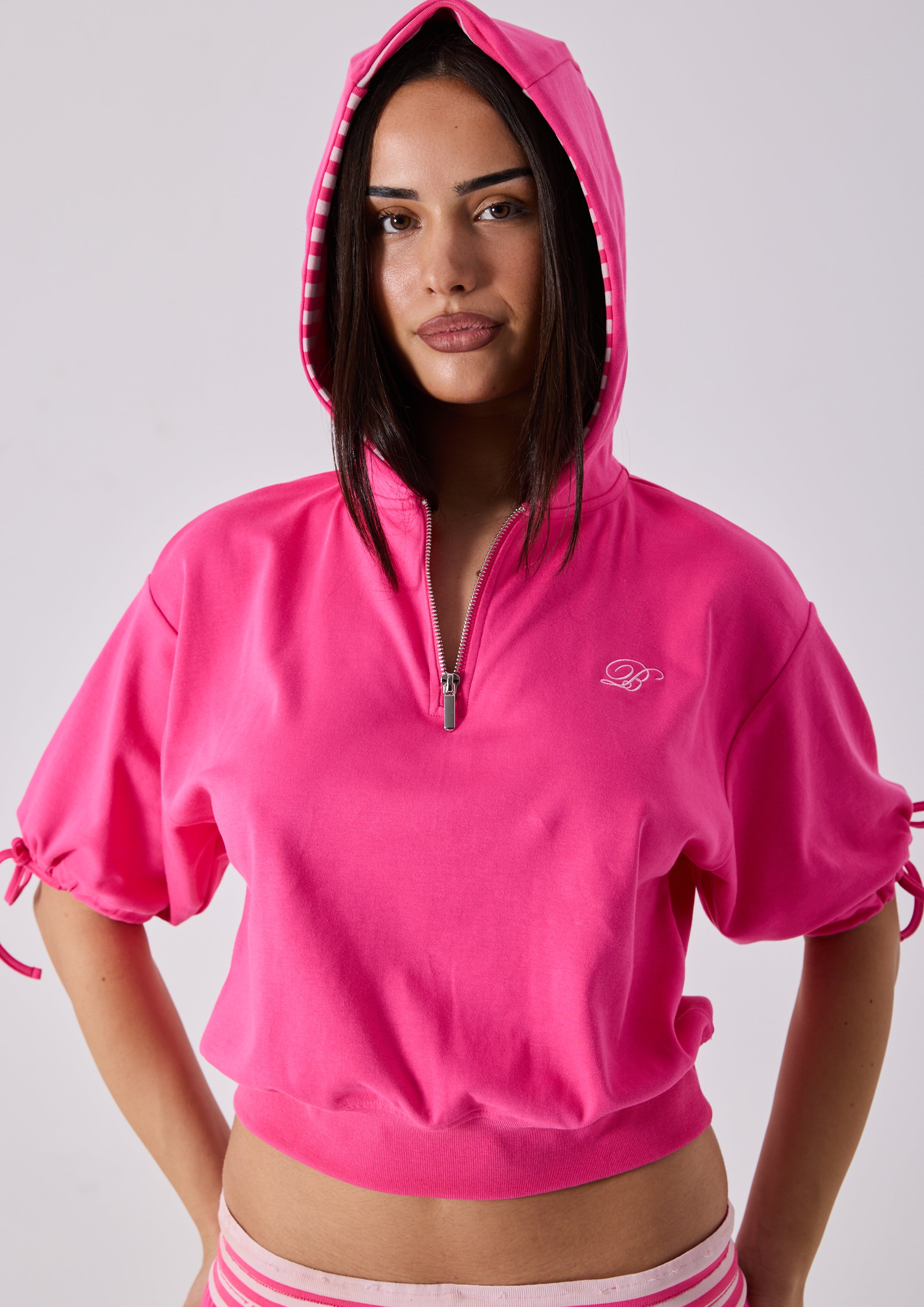 ELARA SHORT SLEEVE LOUNGE TOP - HOT PINK