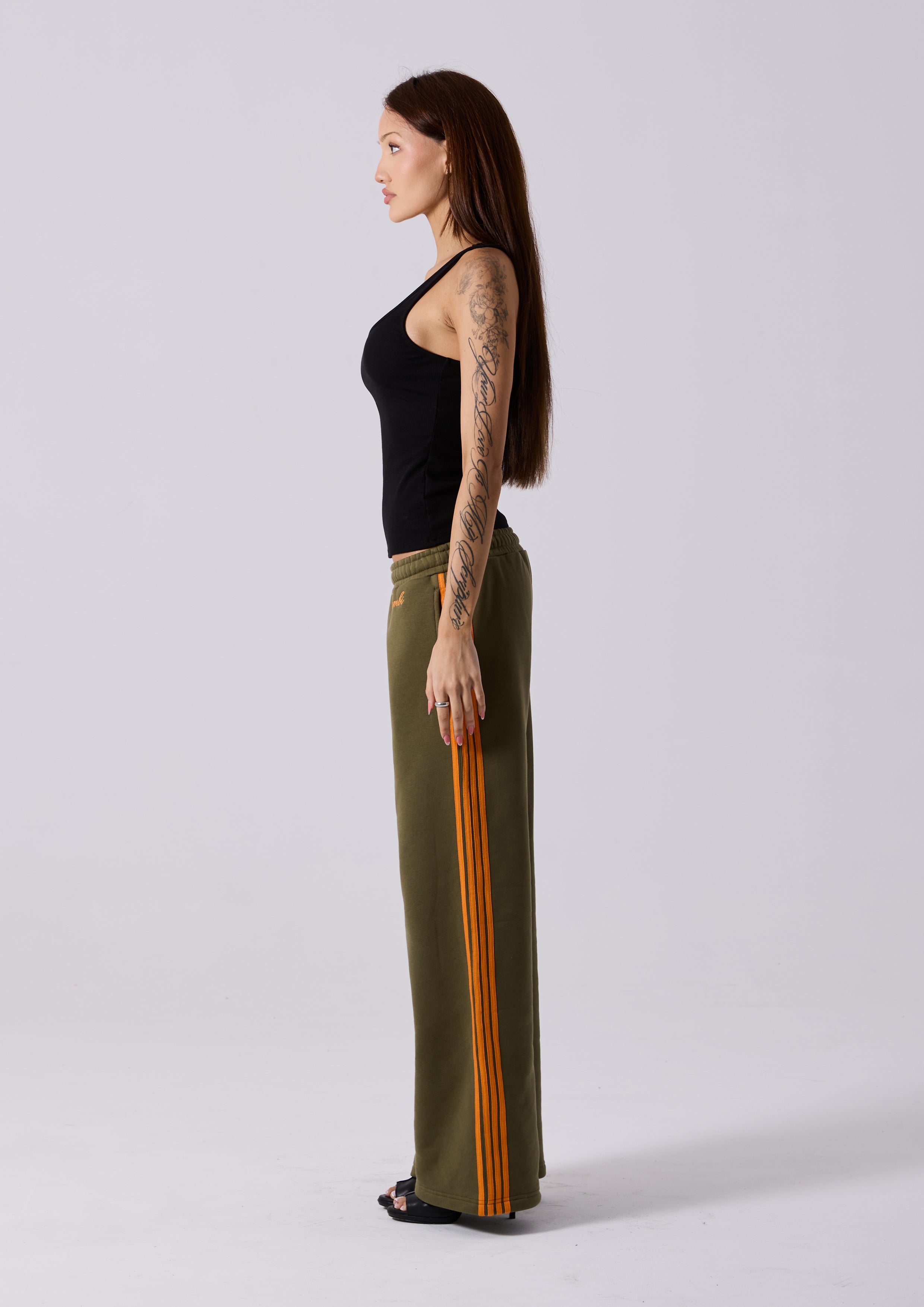 LOLA STRIPE TRACK PANT - KHAKI