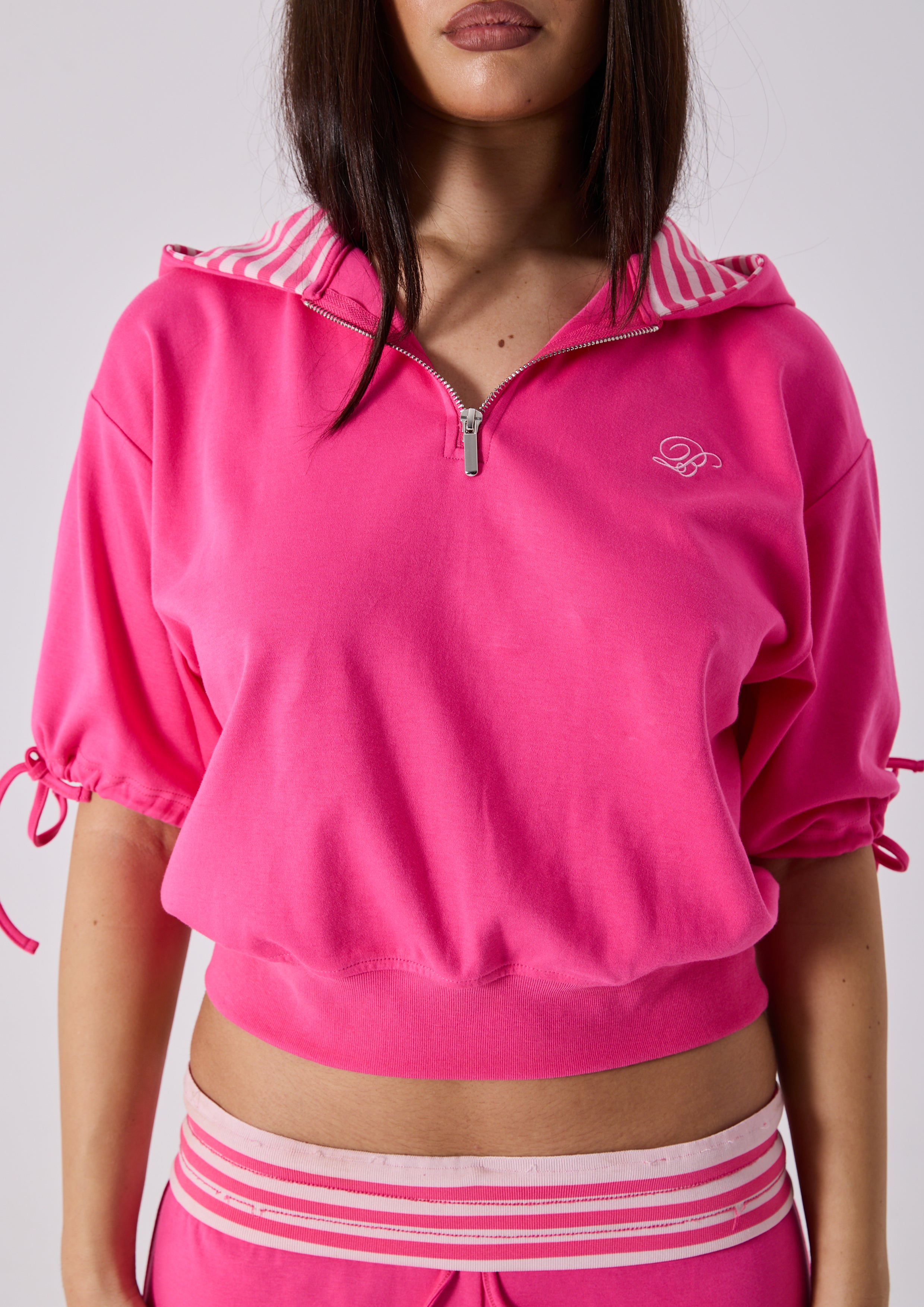 ELARA SHORT SLEEVE LOUNGE TOP - HOT PINK