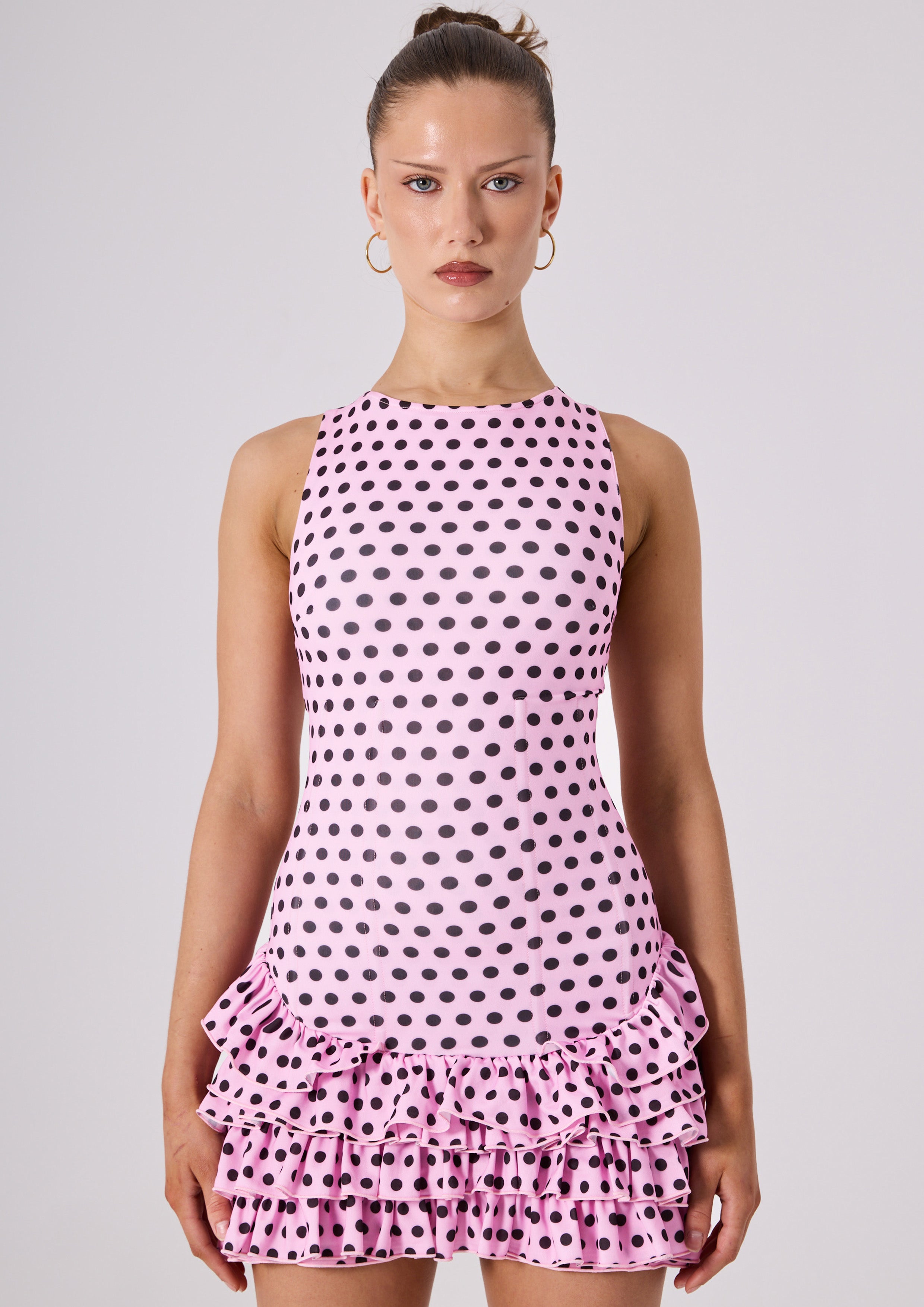 MADISON MINI DRESS - PINK POLKA