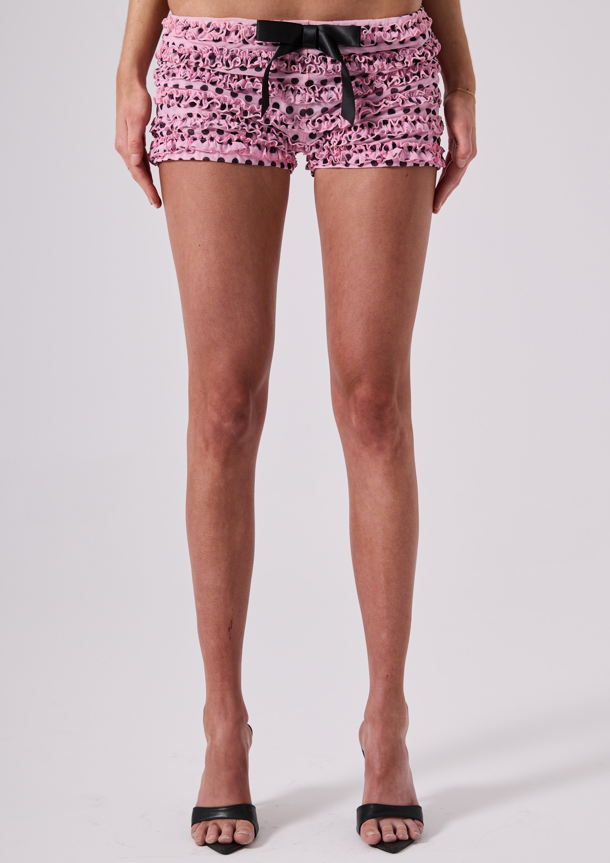 AMELIA RUFFLE SHORT - PINK POLKA
