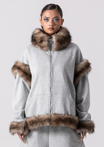 FUR SPEARS ZIP JACKET - GREY – Bye Bambi