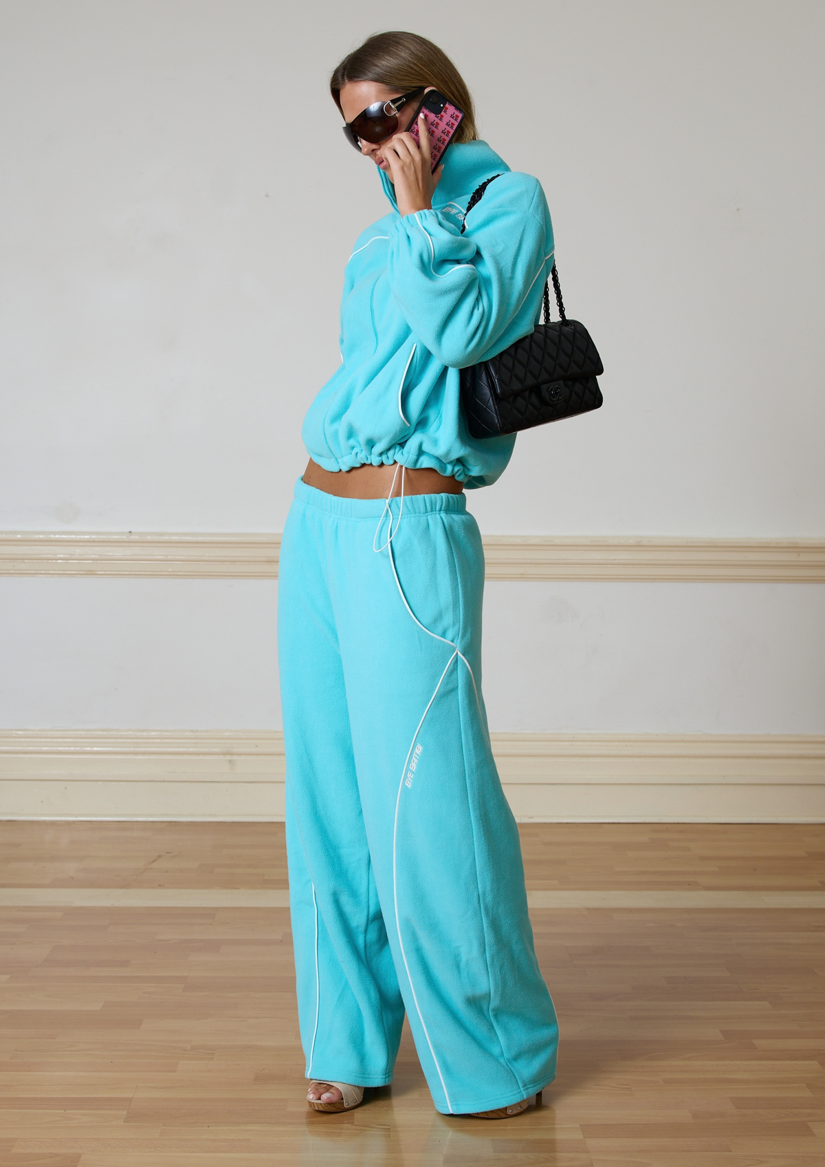 PARKER FLEECE TRACK PANT - AQUA