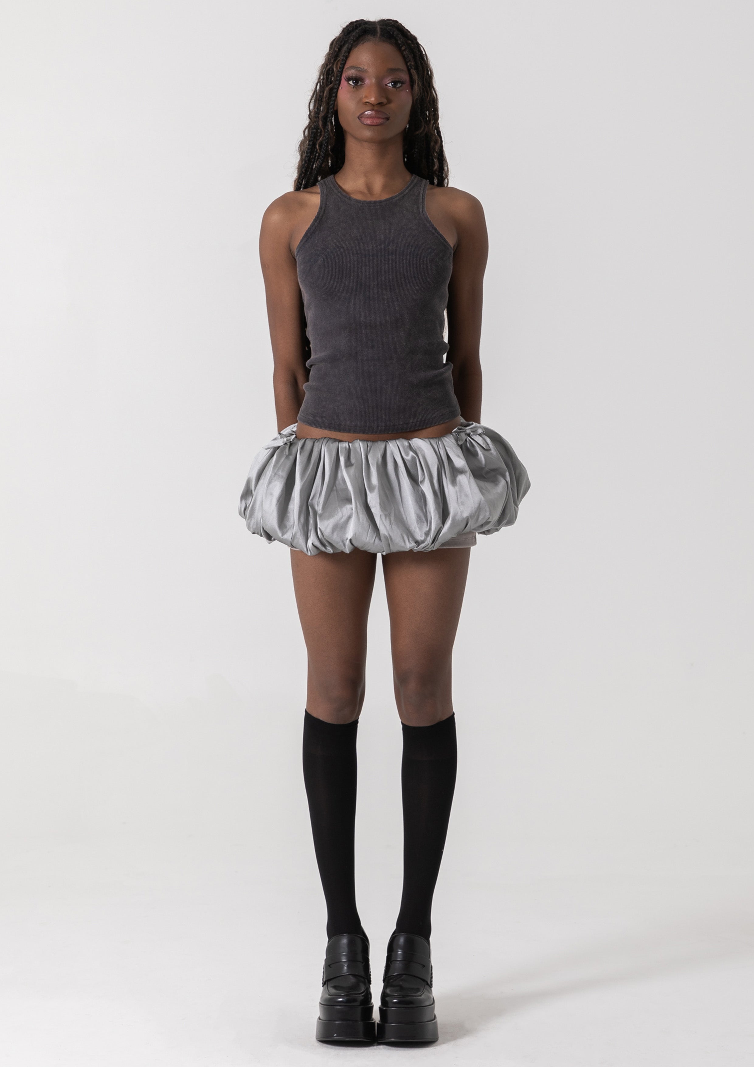 TAFFETA BUBBLE SKORT - SILVER – Bye Bambi
