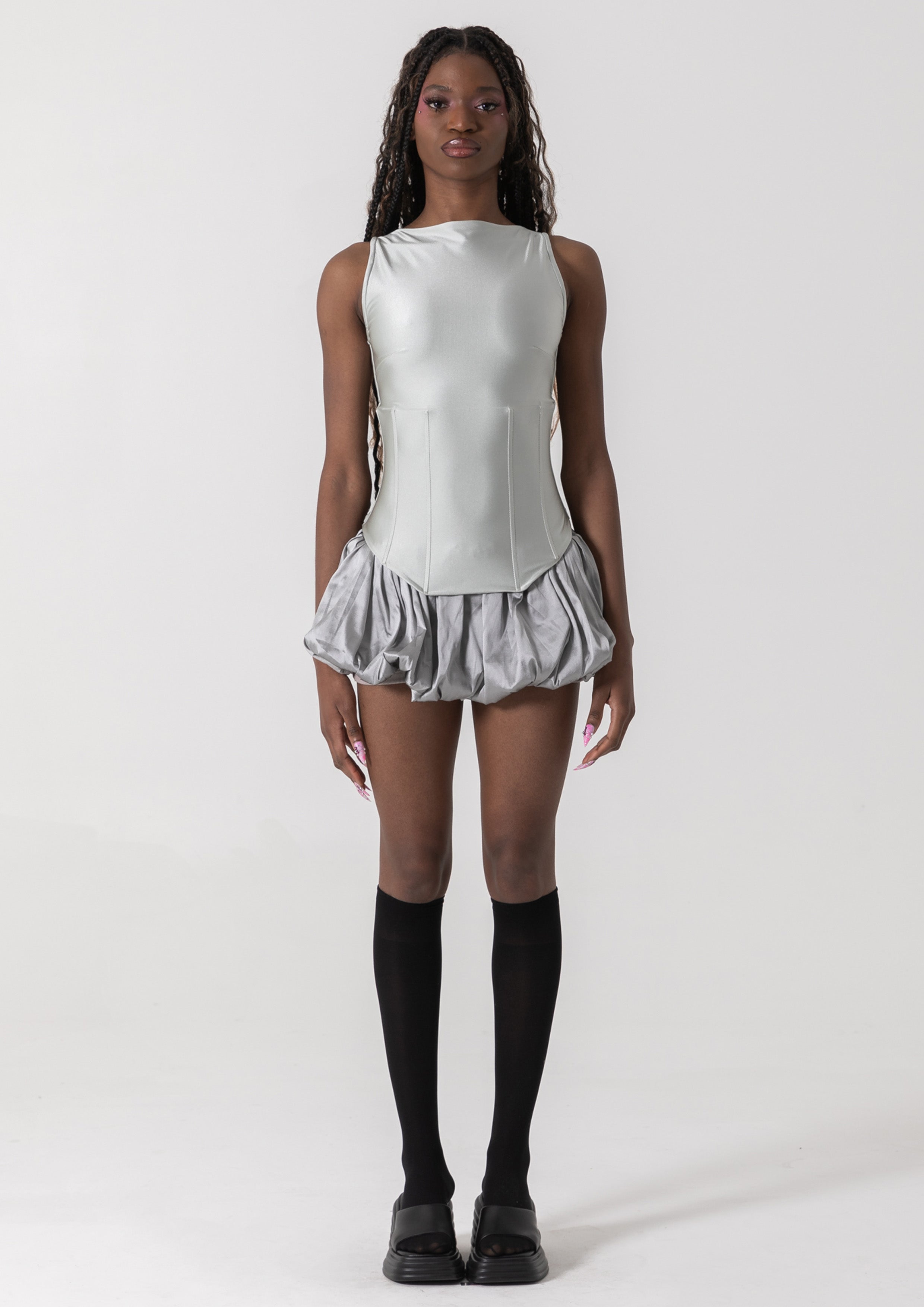 YILON Corset design layered tops グレー YILON Corset design layered tops グレー YILON】Corset design