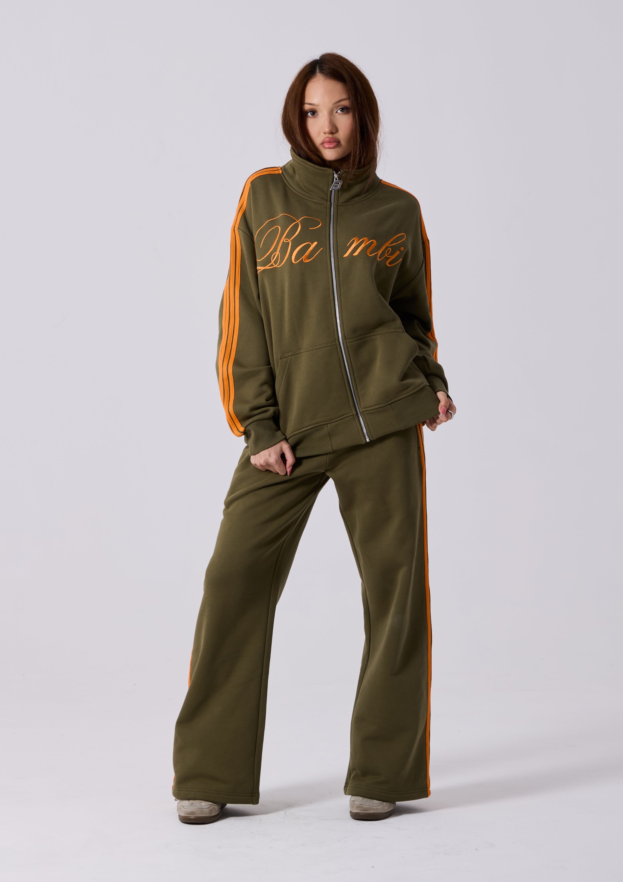 SPEARS STRIPE ZIP JACKET - KHAKI