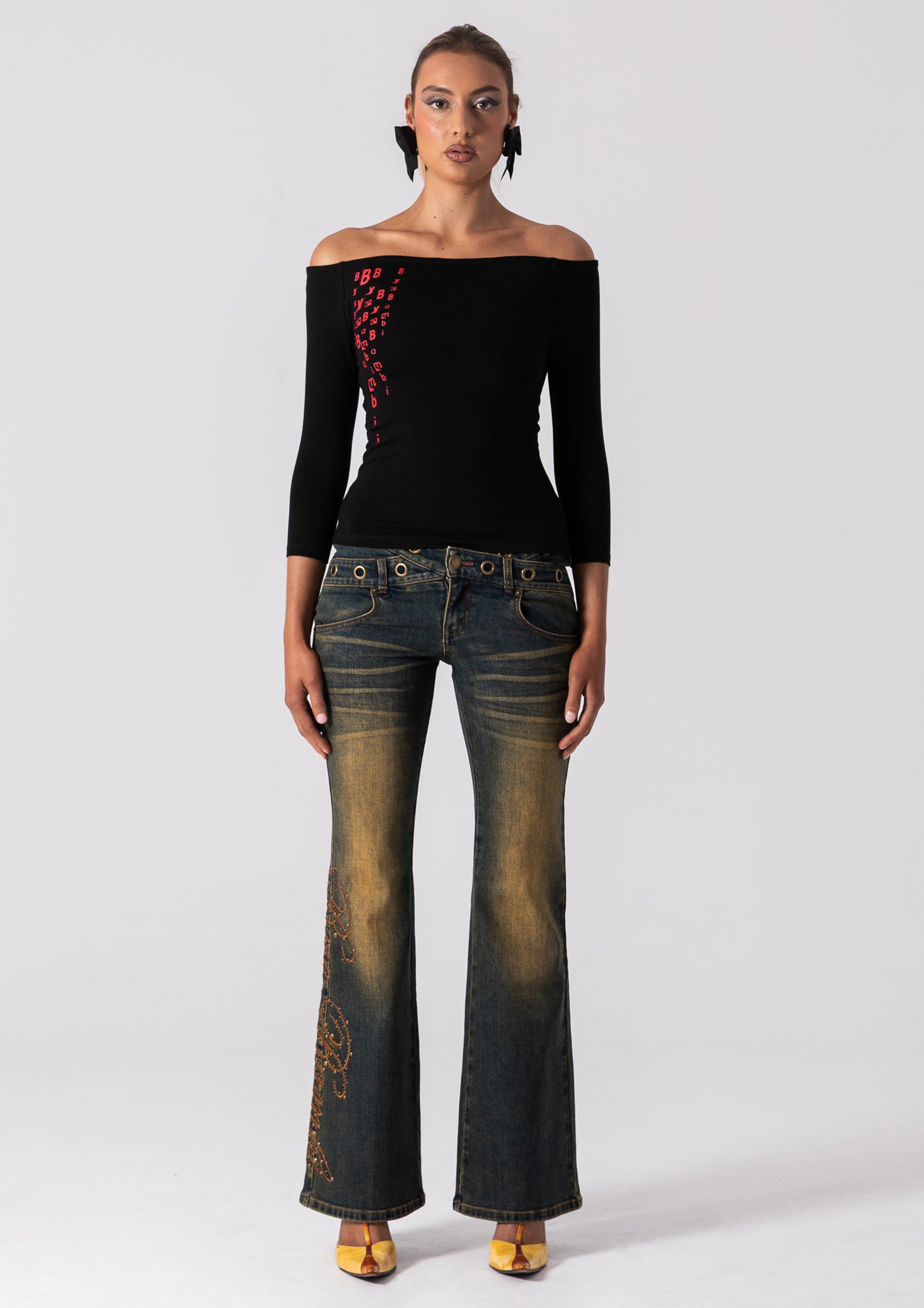 NANA OFF SHOULDER TOP - BLACK