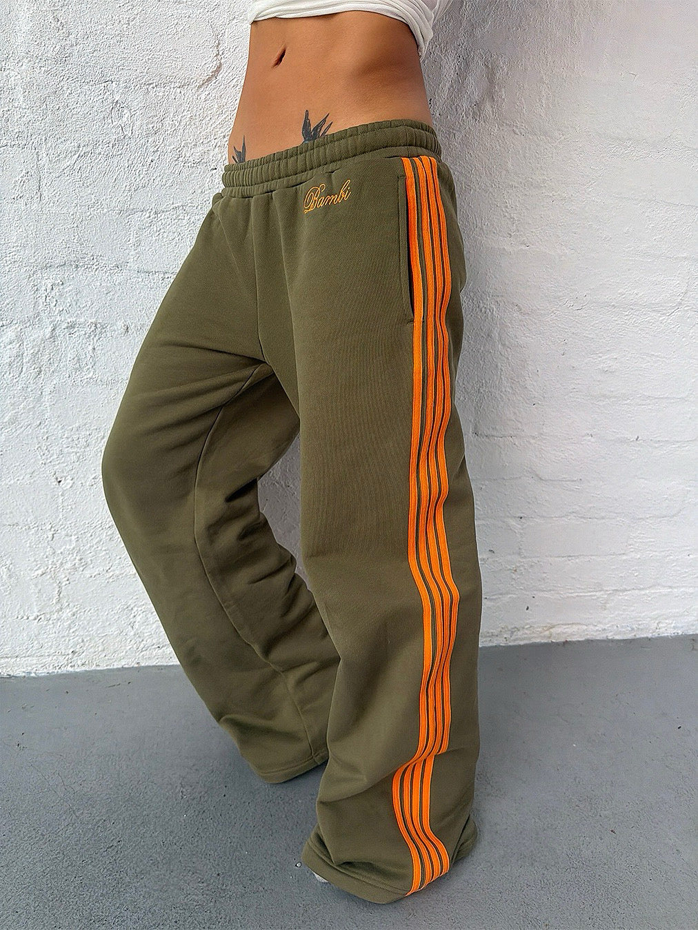 LOLA STRIPE TRACK PANT - KHAKI