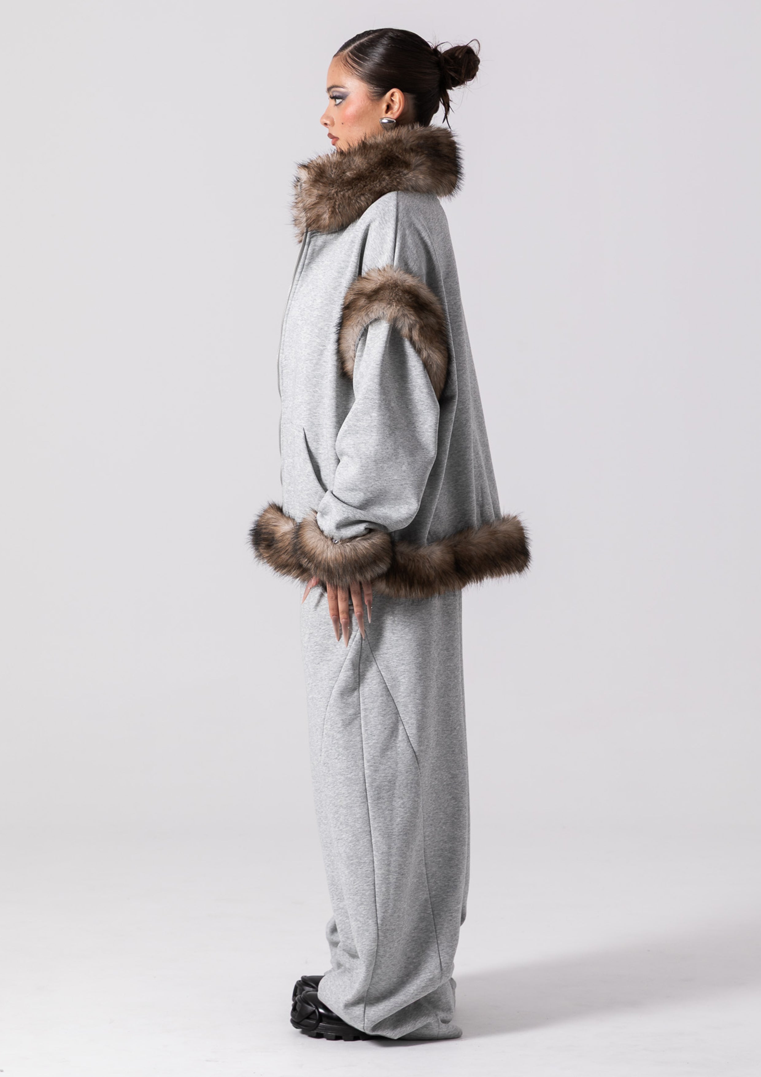 FUR SPEARS ZIP JACKET - GREY – Bye Bambi