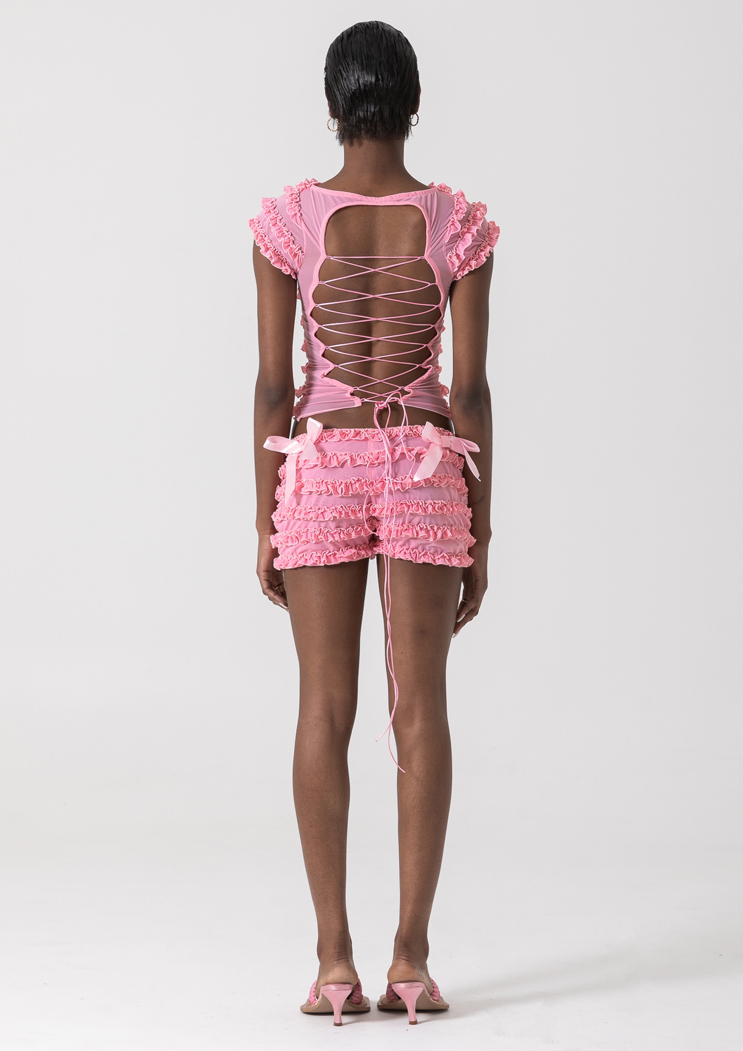 AMELIA RUFFLE TEE - PINK
