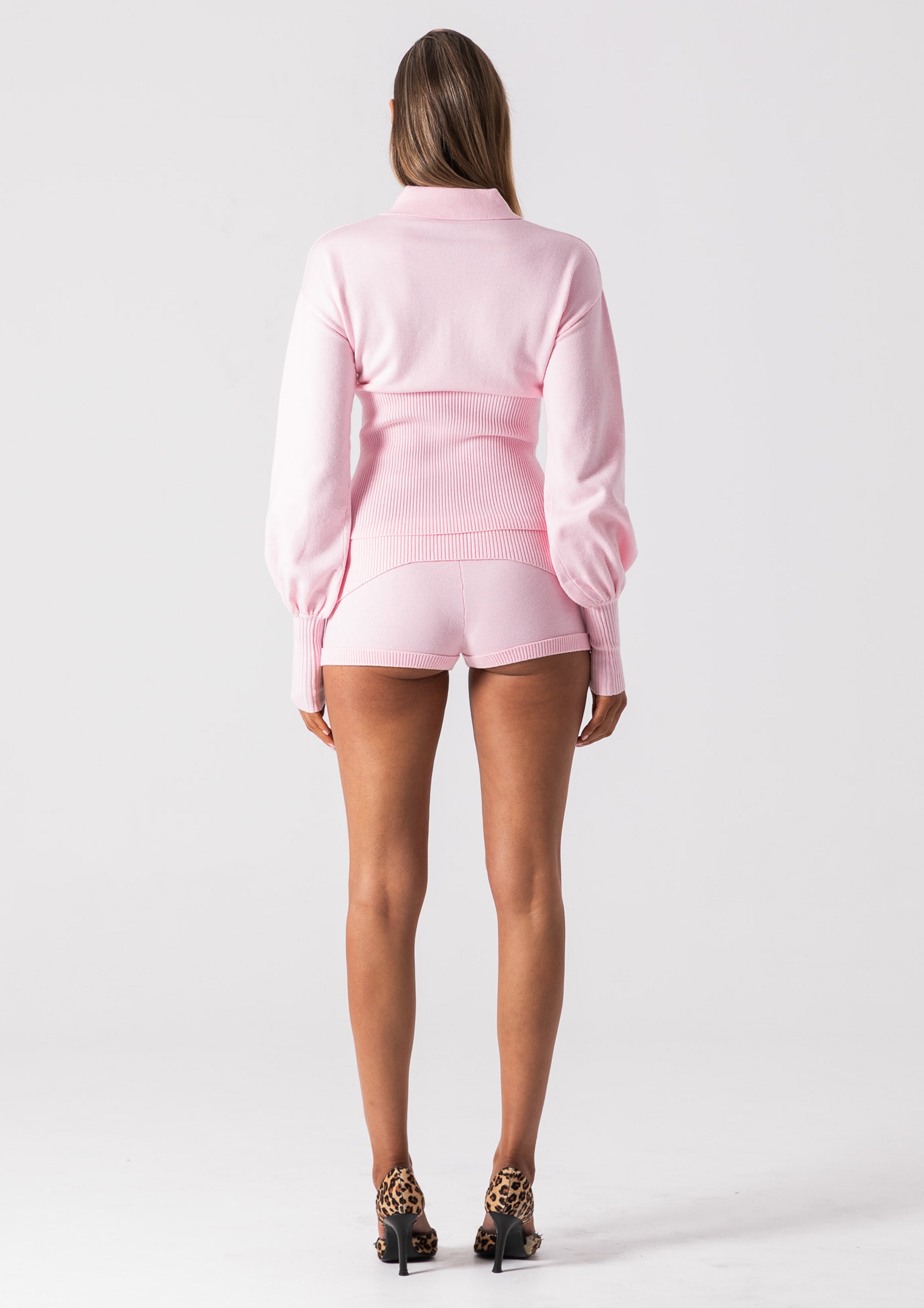 DAPHNE KNIT BUTTON UP - PINK