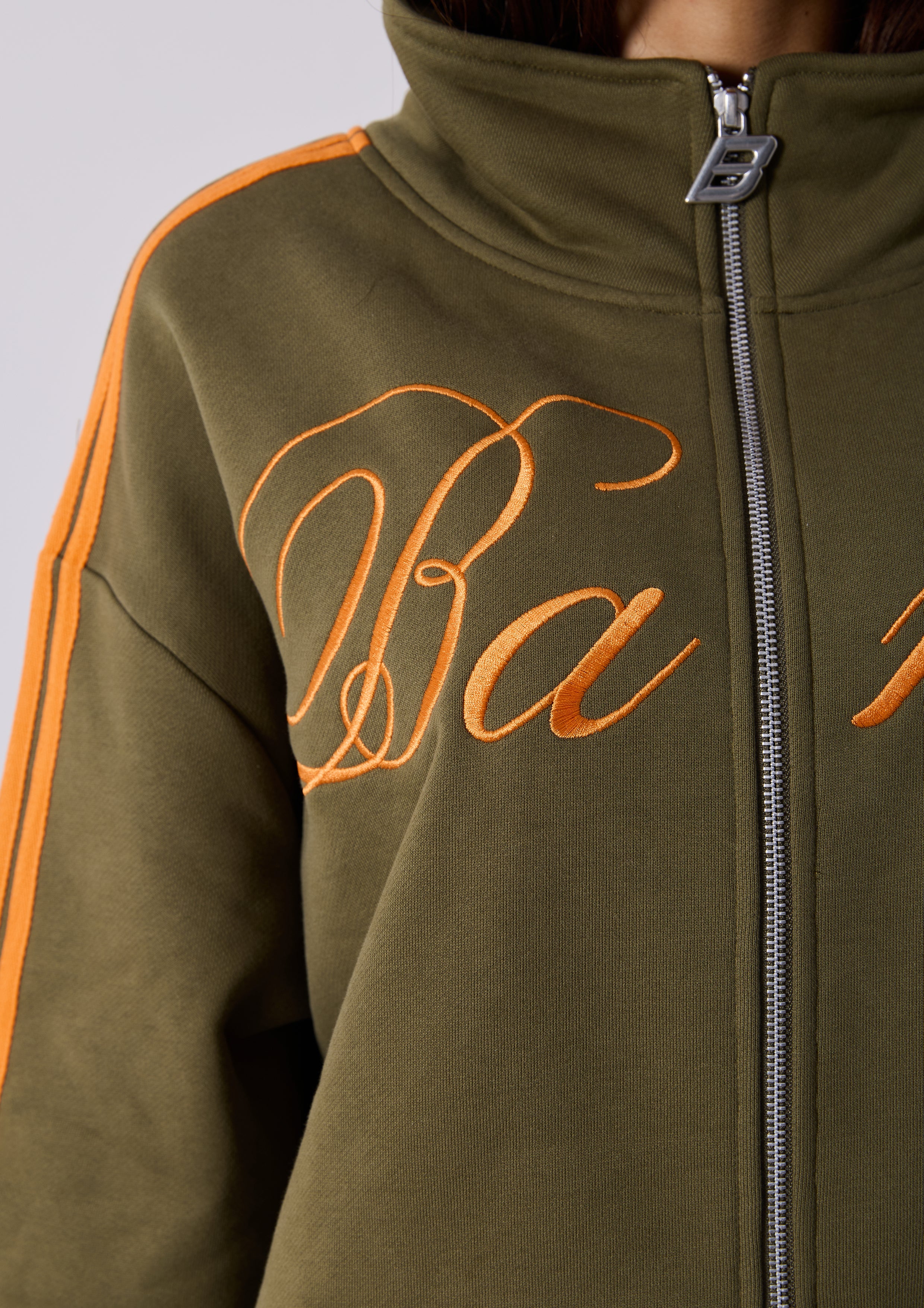 SPEARS STRIPE ZIP JACKET - KHAKI