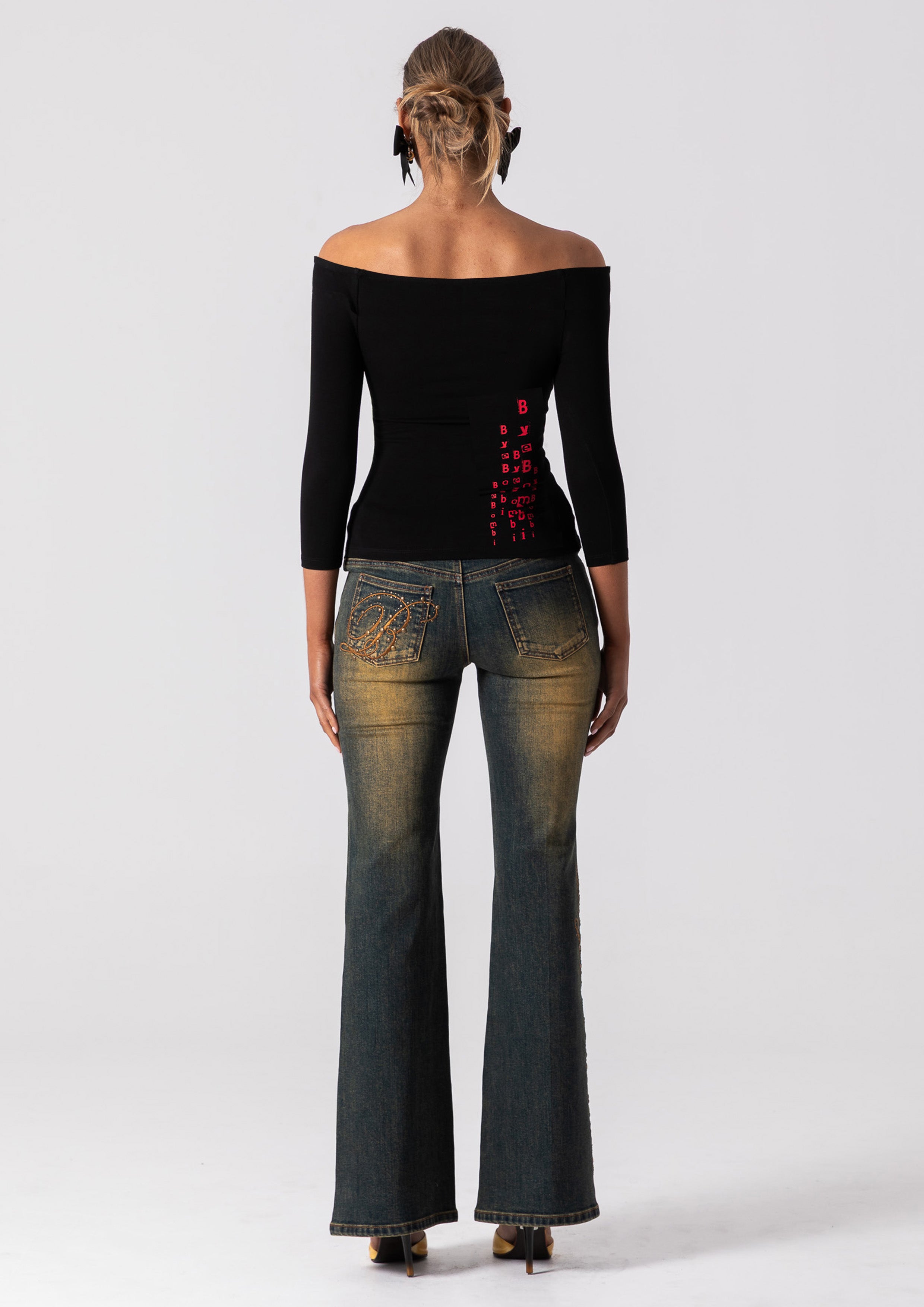 NANA OFF SHOULDER TOP - BLACK