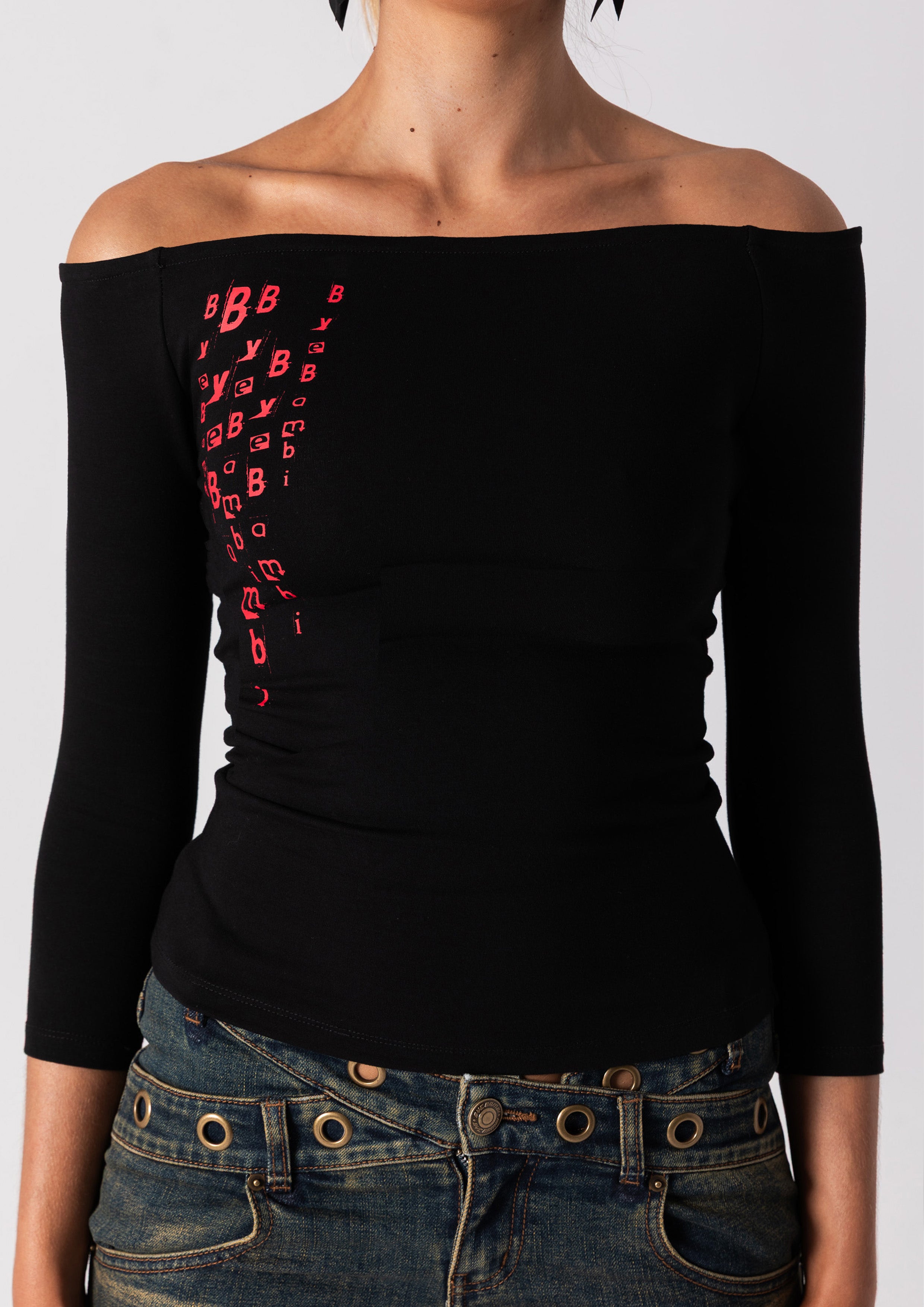 NANA OFF SHOULDER TOP - BLACK