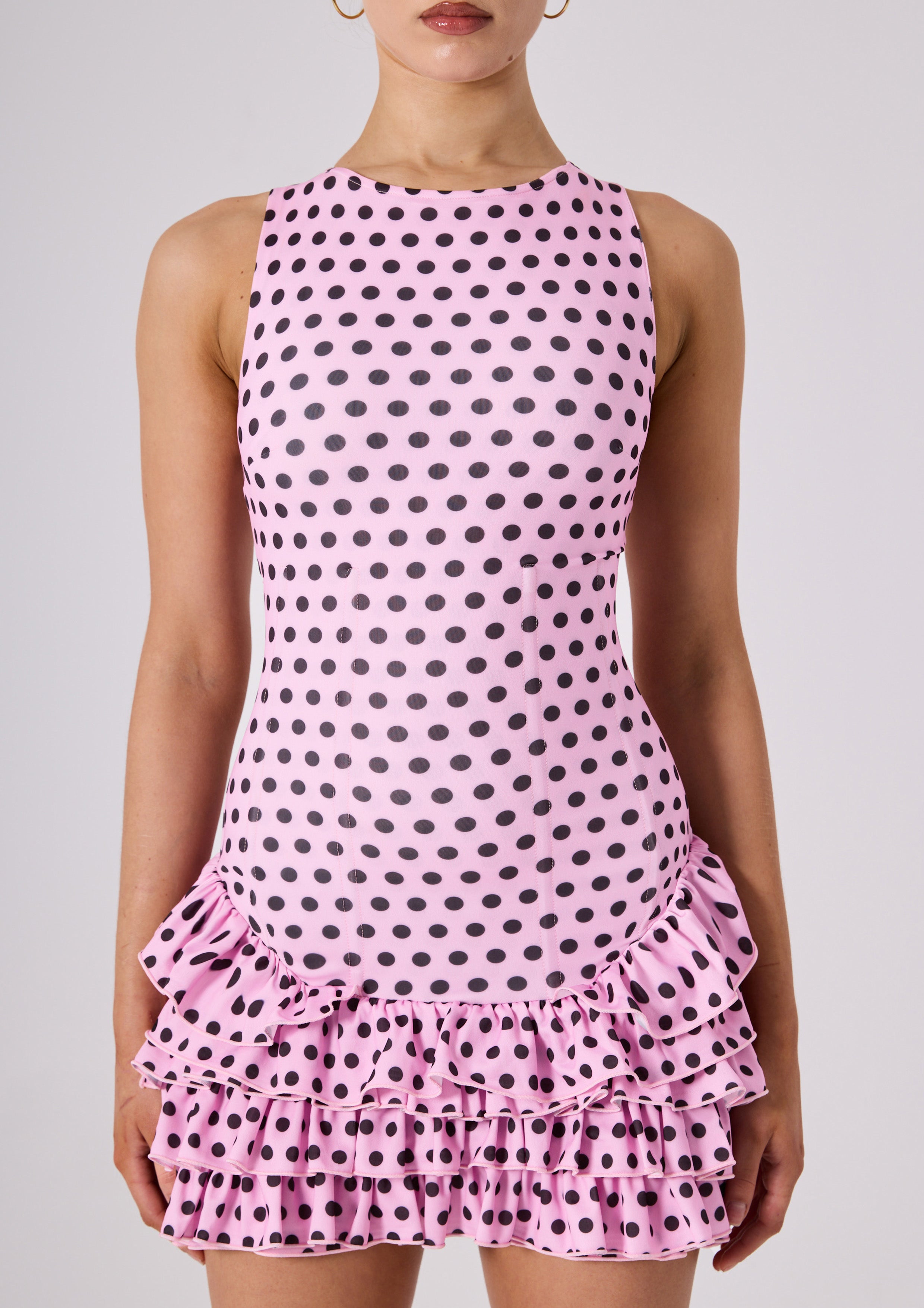MADISON MINI DRESS - PINK POLKA
