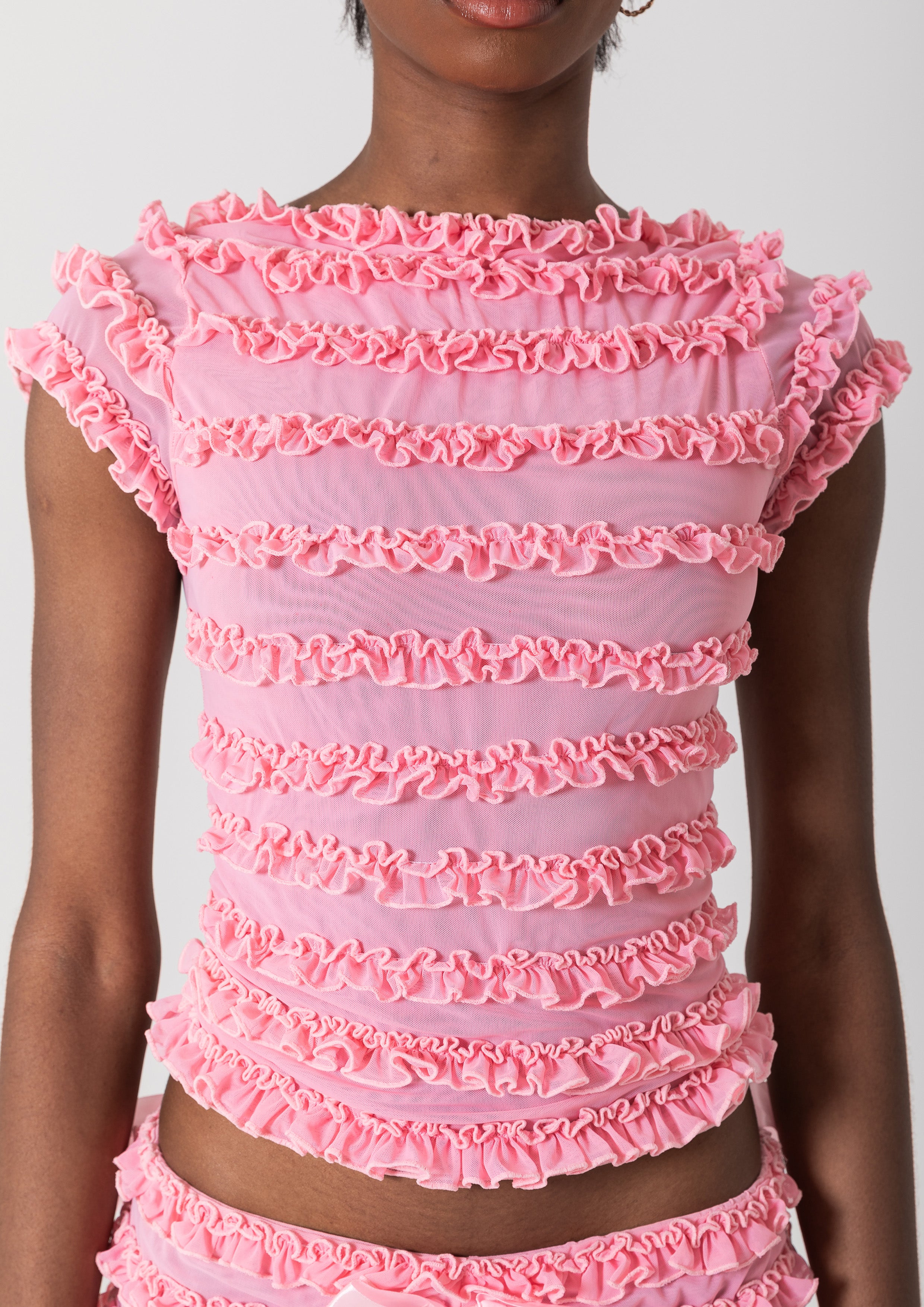 AMELIA RUFFLE TEE - PINK