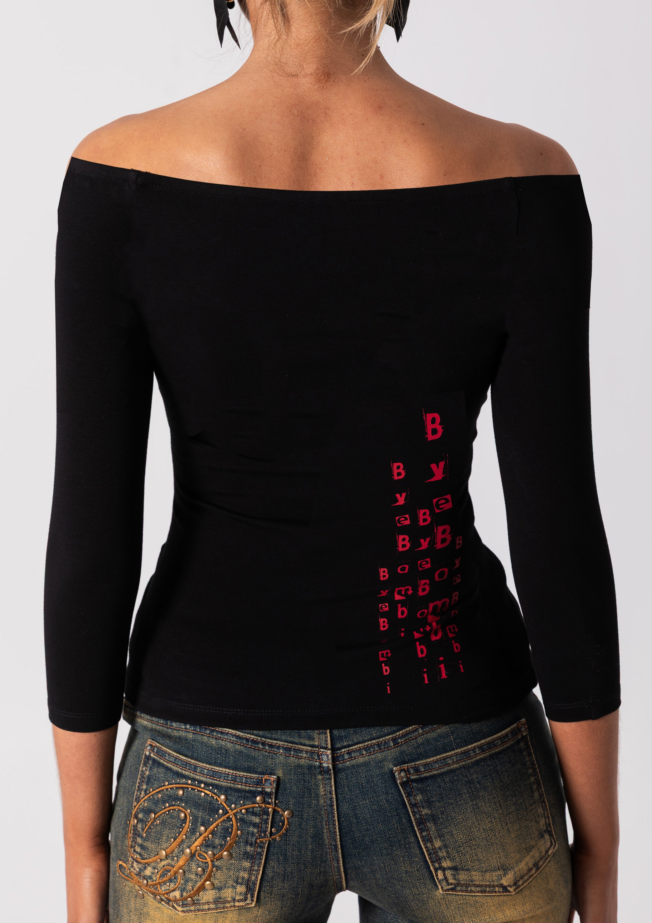 NANA OFF SHOULDER TOP - BLACK