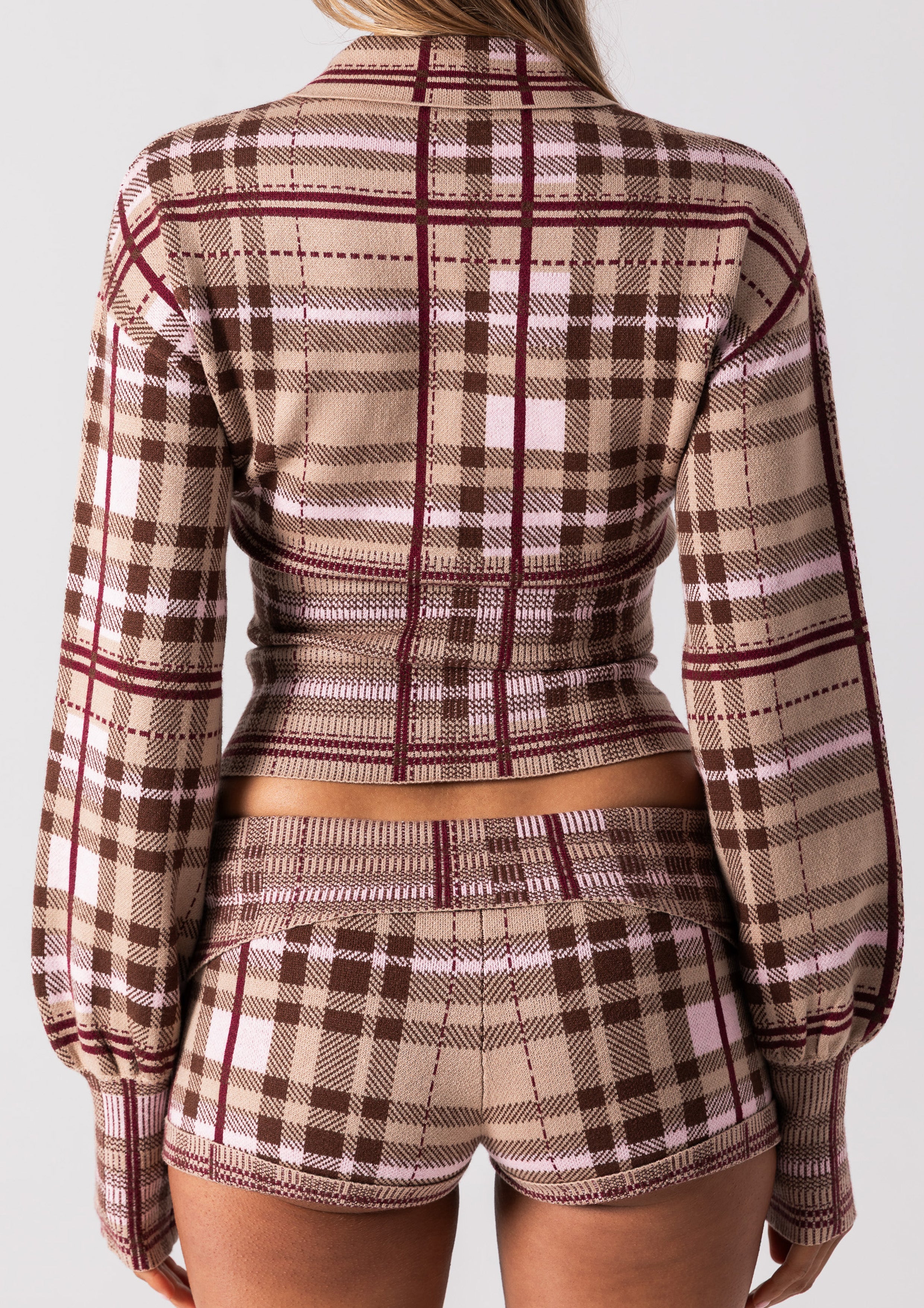 DAPHNE KNIT BUTTON UP - PLAID