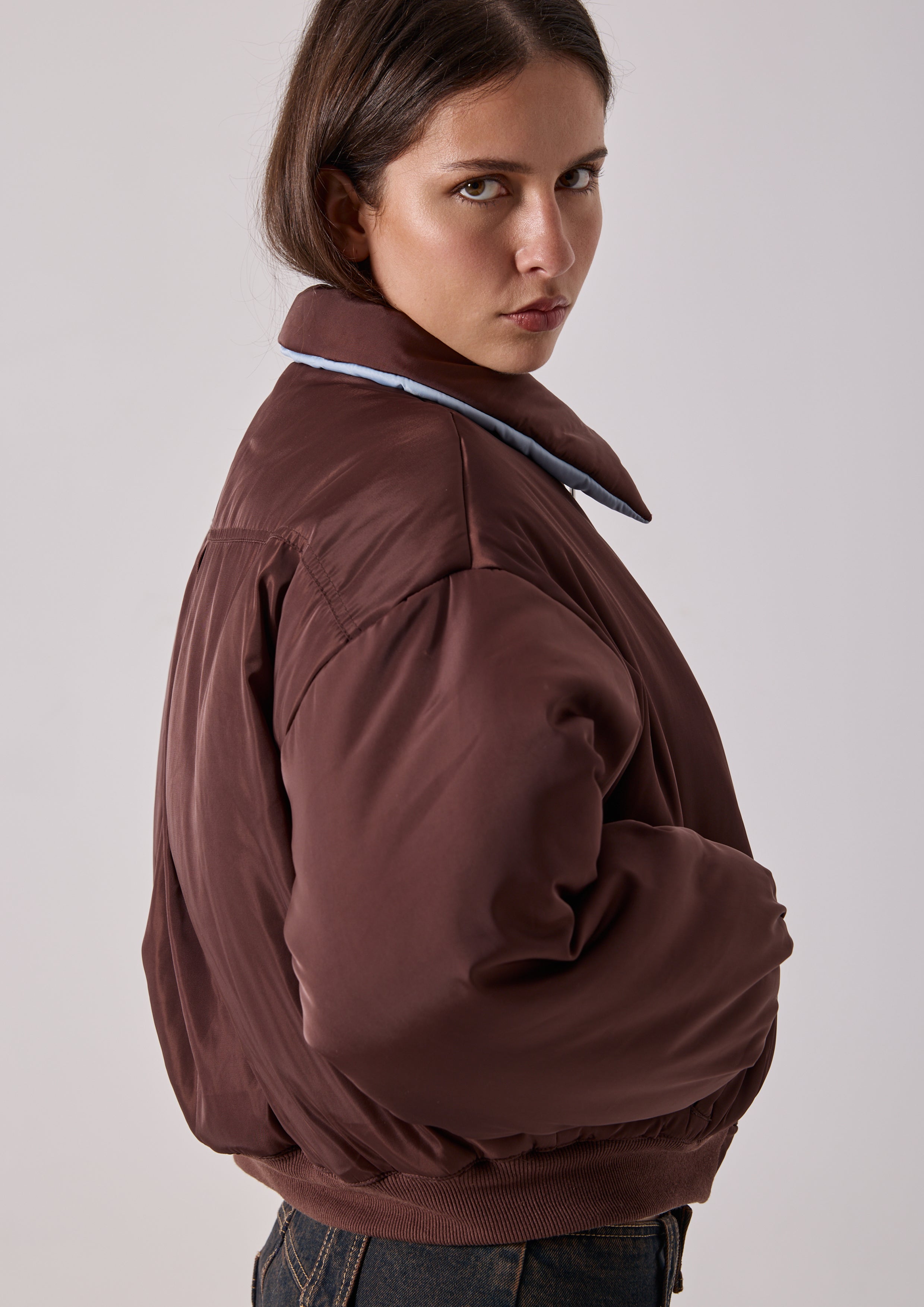 REVERSIBLE MARNI BOMBER - CHOCOLATE / BLUE