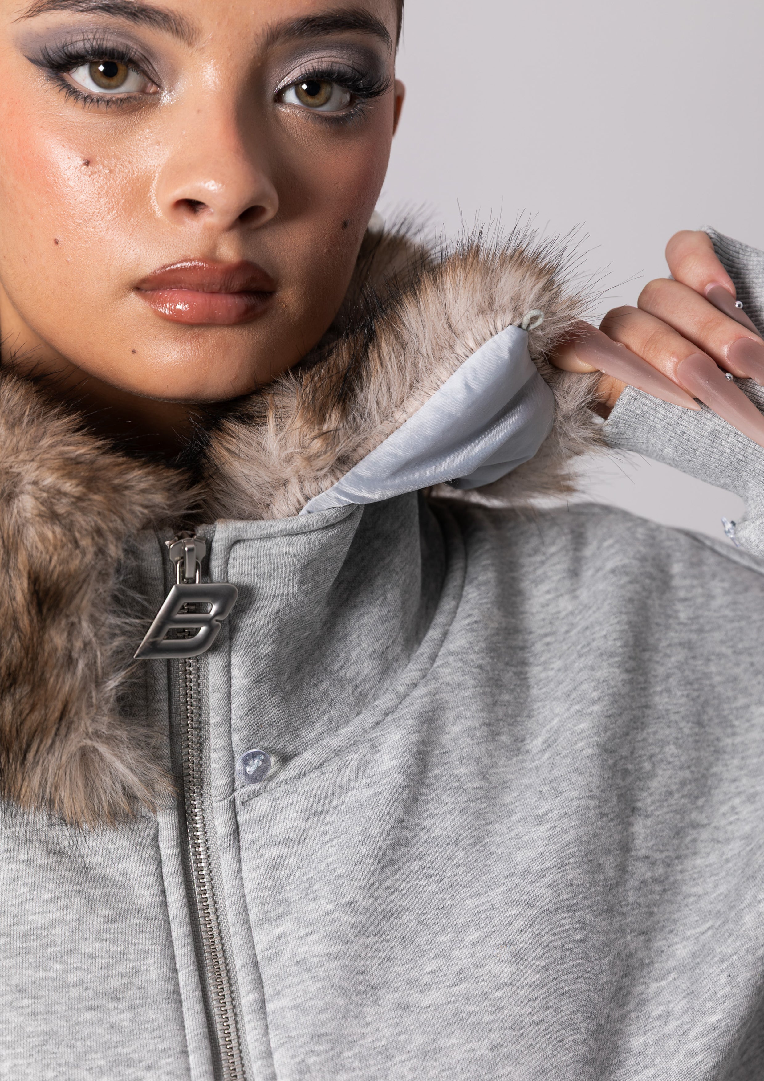 FUR SPEARS ZIP JACKET - GREY – Bye Bambi