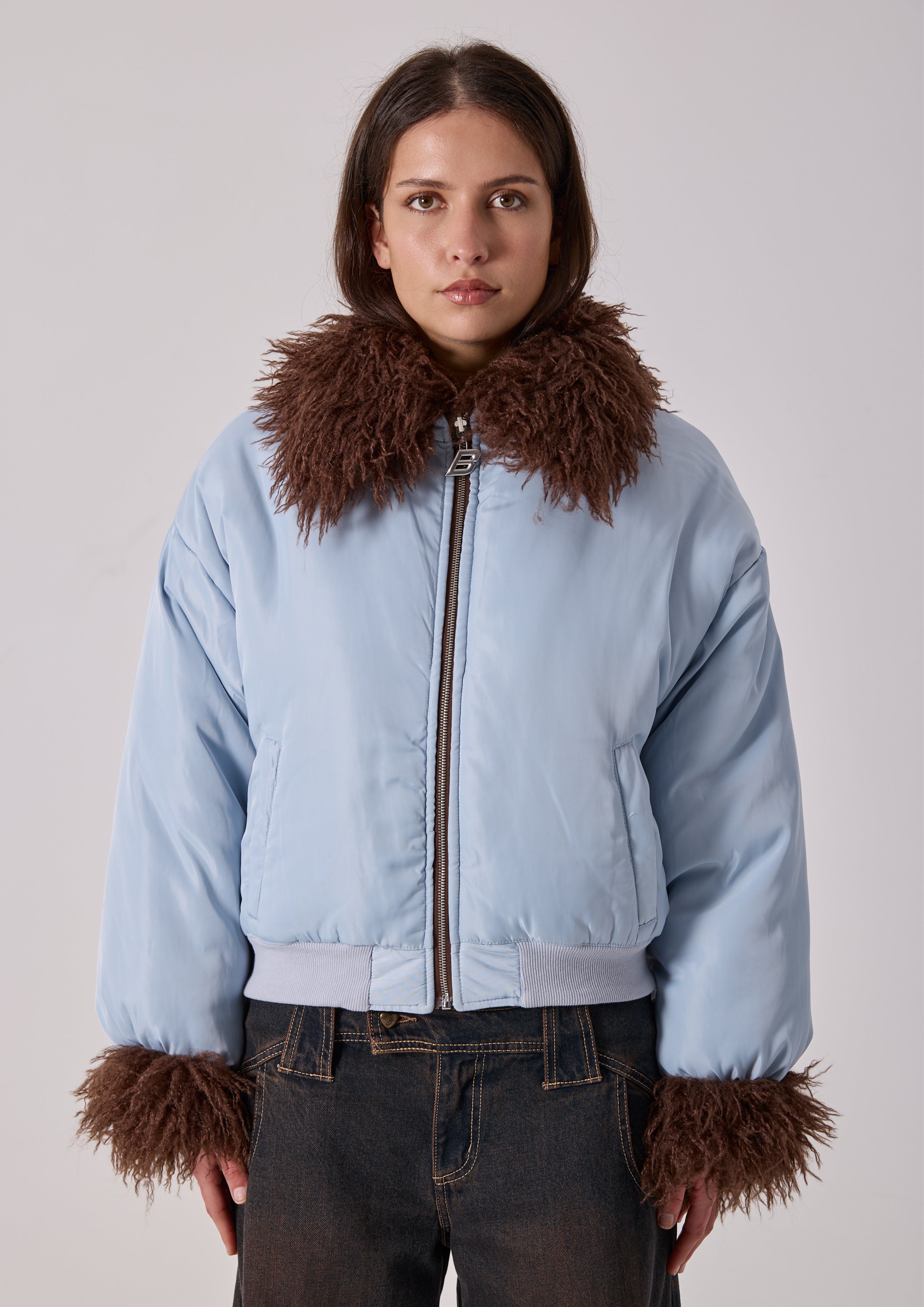 REVERSIBLE MARNI BOMBER - CHOCOLATE / BLUE