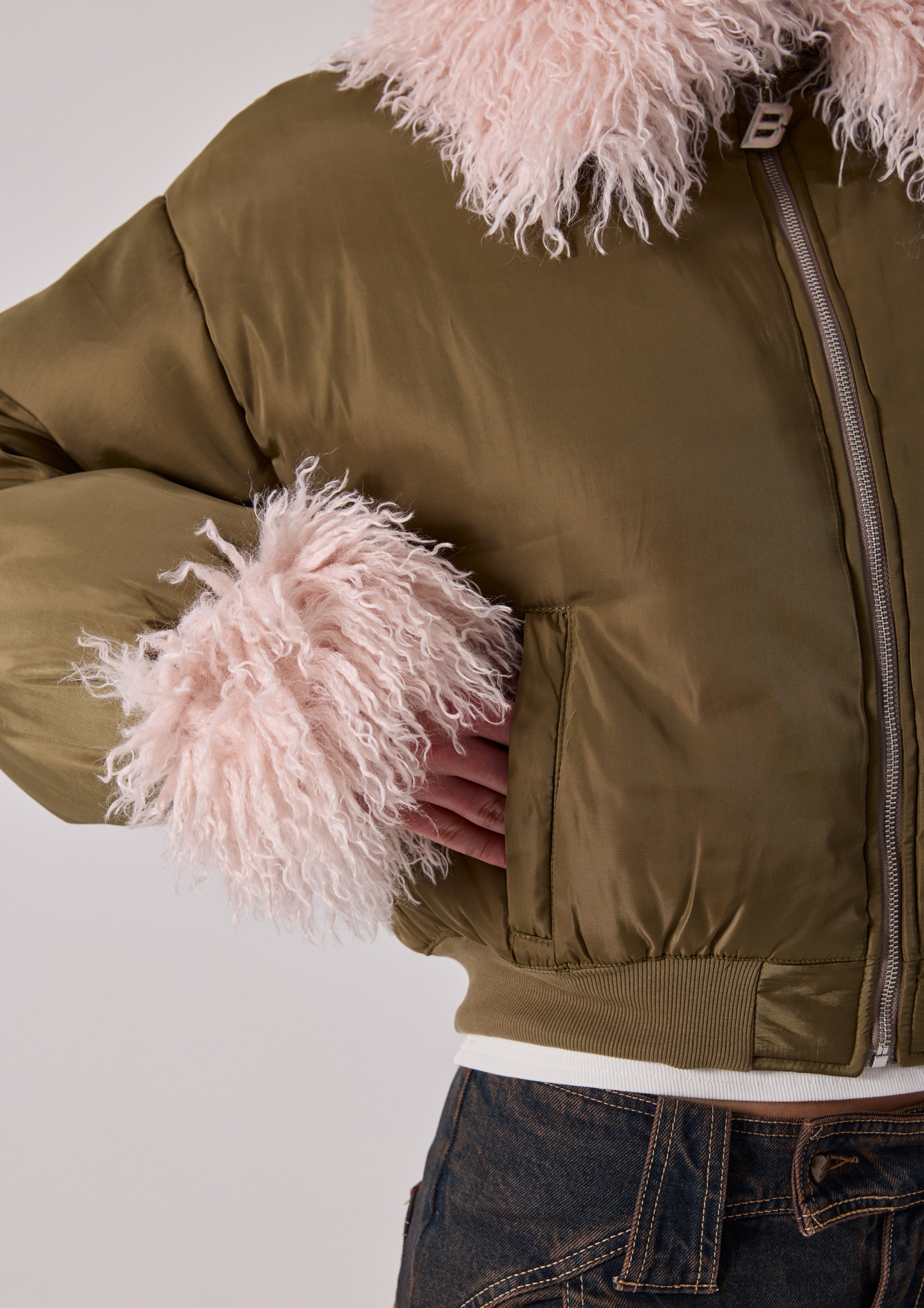REVERSIBLE MARNI BOMBER - KHAKI / BURGUNDY