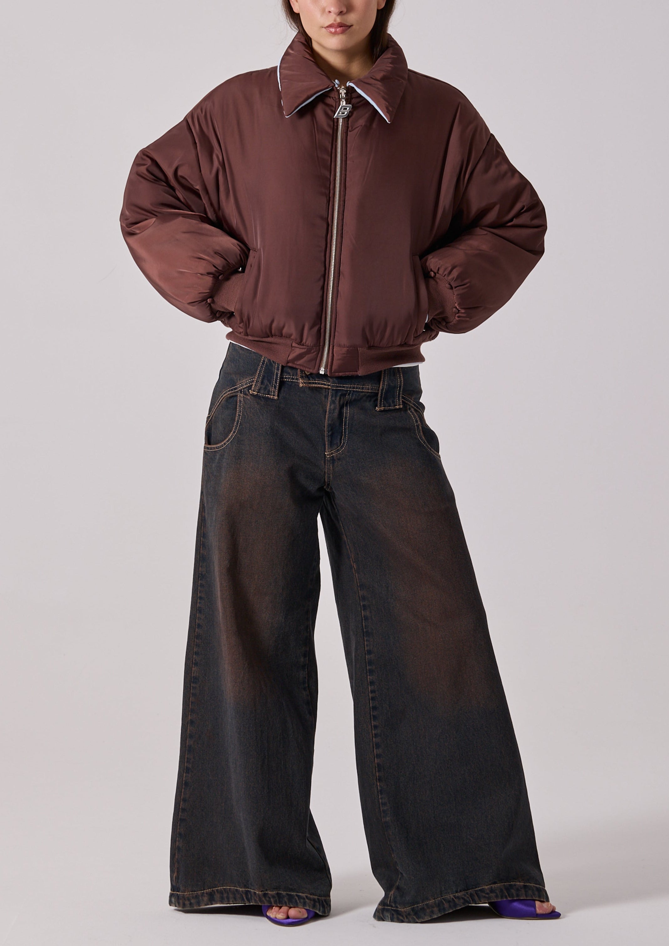 REVERSIBLE MARNI BOMBER - CHOCOLATE / BLUE