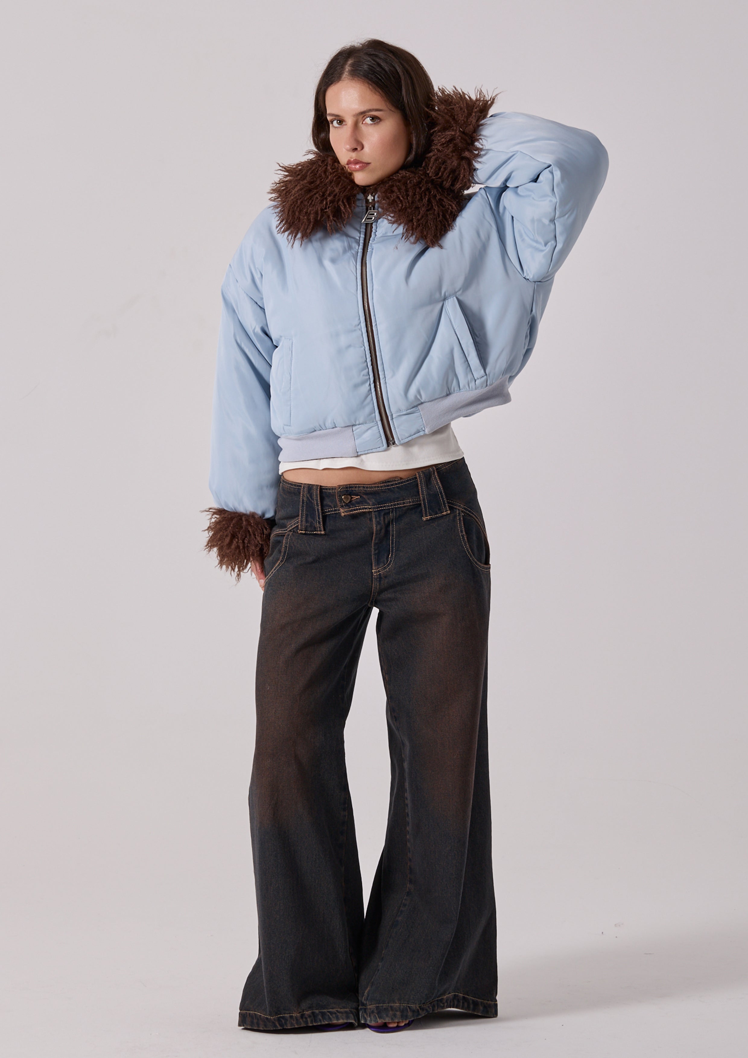 REVERSIBLE MARNI BOMBER - CHOCOLATE / BLUE