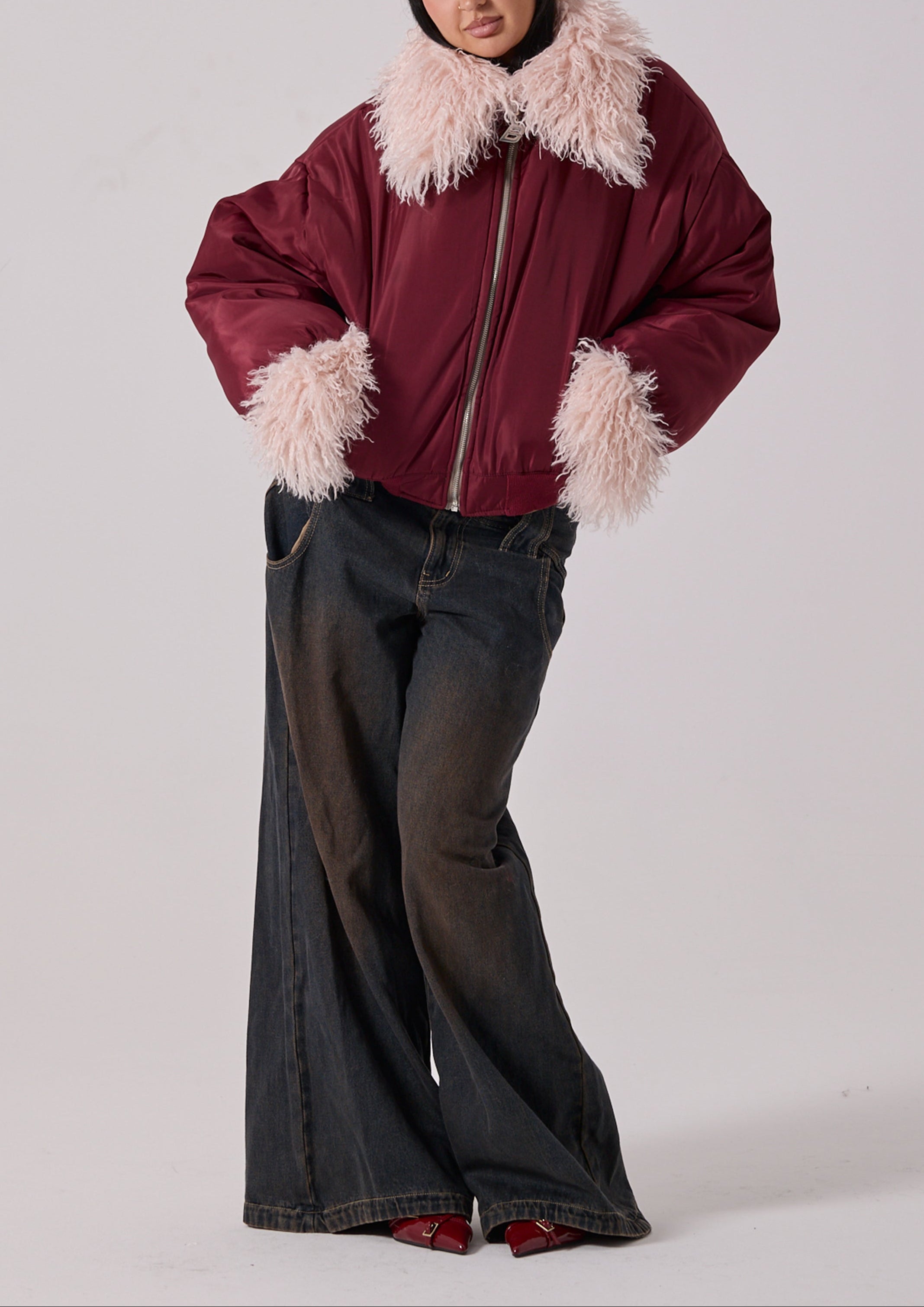 REVERSIBLE MARNI BOMBER - KHAKI / BURGUNDY