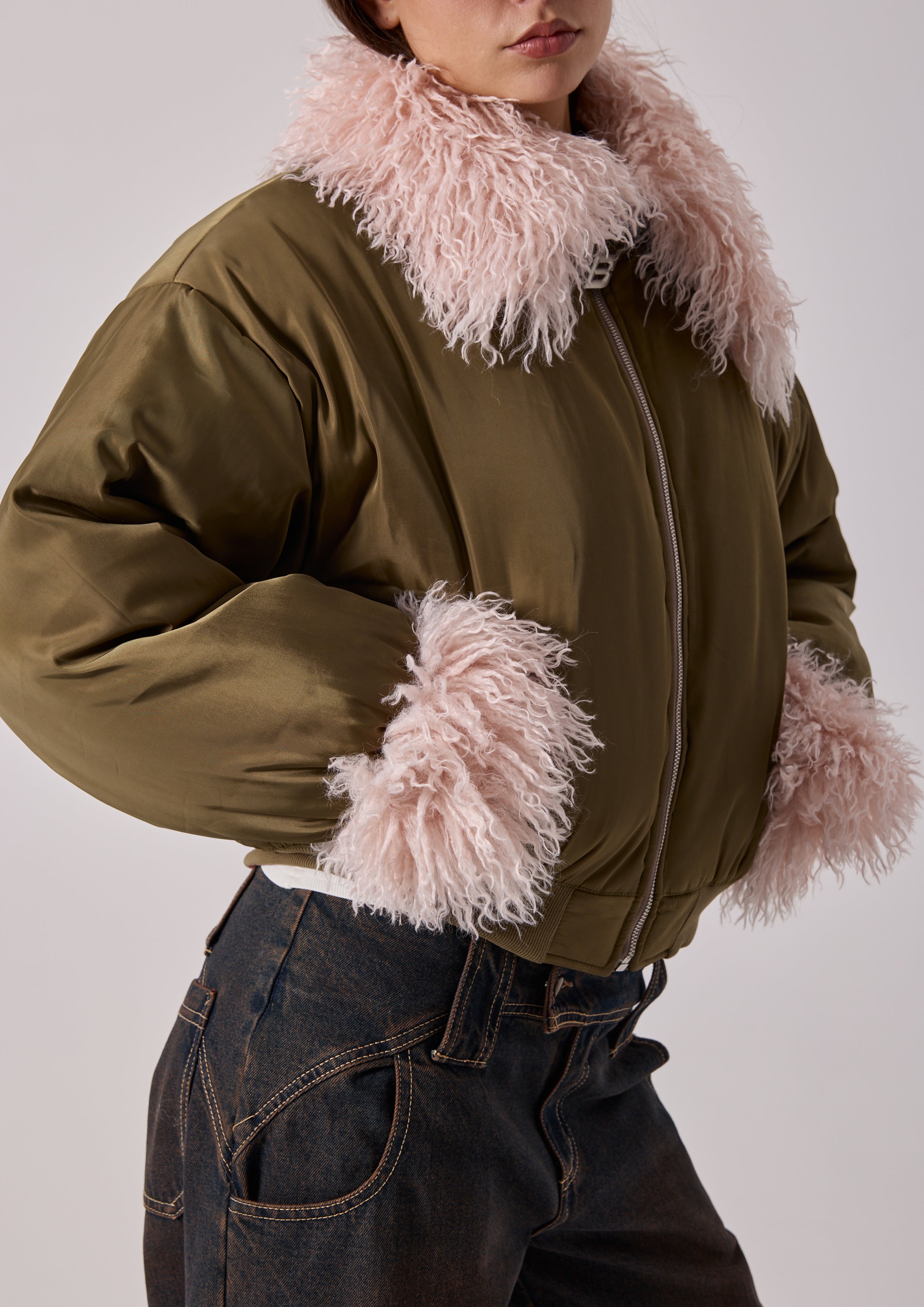 REVERSIBLE MARNI BOMBER - KHAKI / BURGUNDY