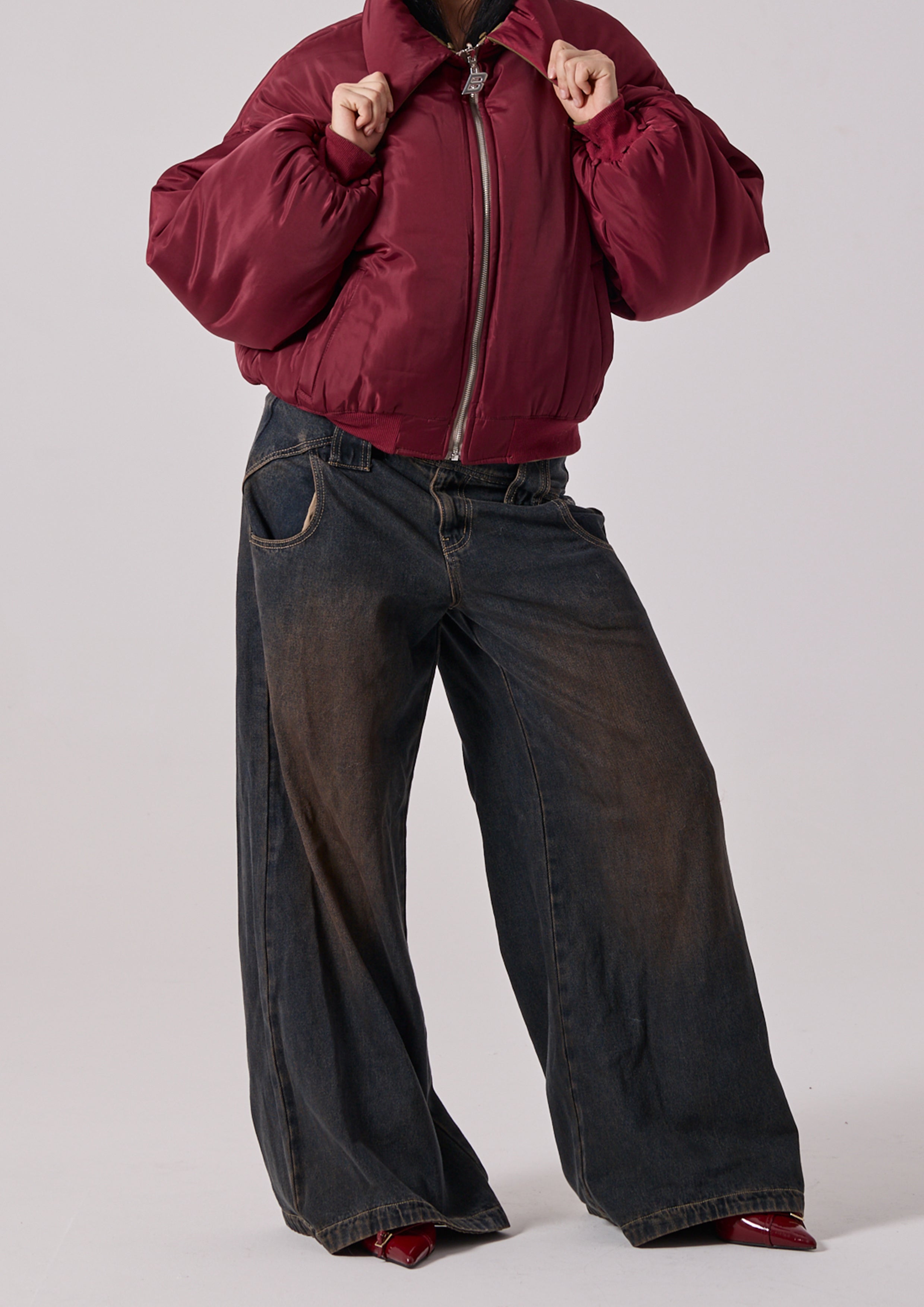 REVERSIBLE MARNI BOMBER - KHAKI / BURGUNDY – Bye Bambi