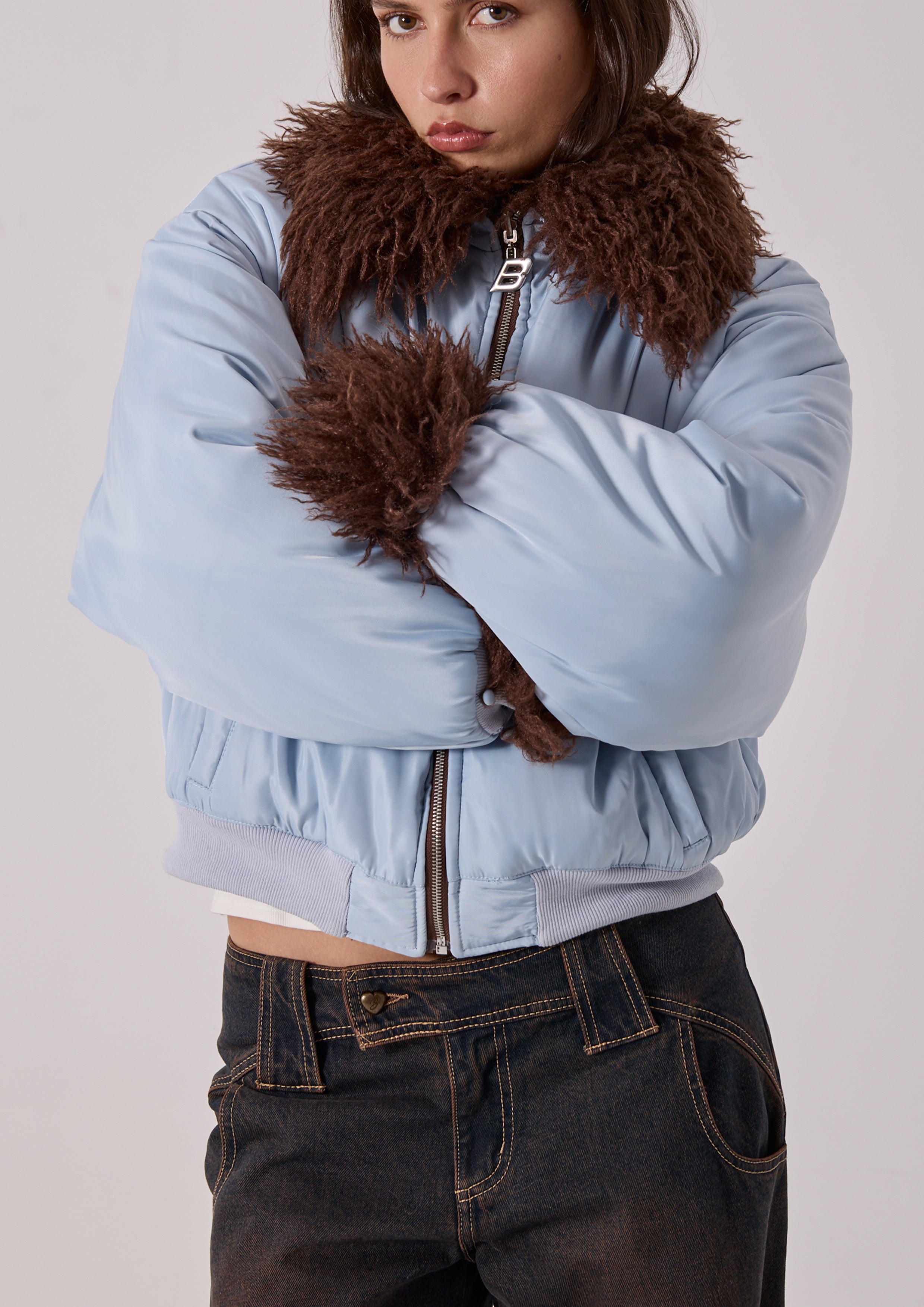 REVERSIBLE MARNI BOMBER - CHOCOLATE / BLUE