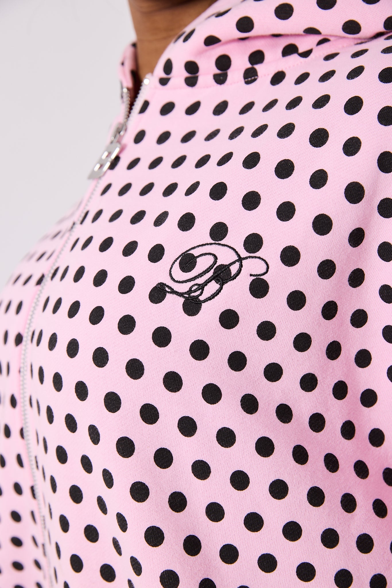 LOLA ZIP HOODIE - PINK POLKA