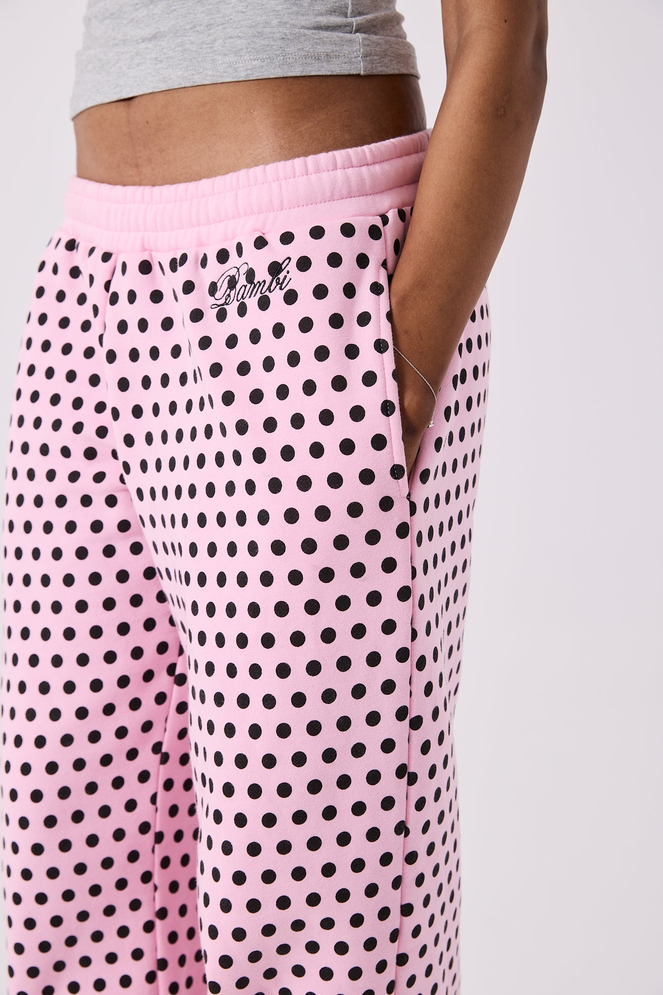 LOLA TRACK PANT - PINK POLKA
