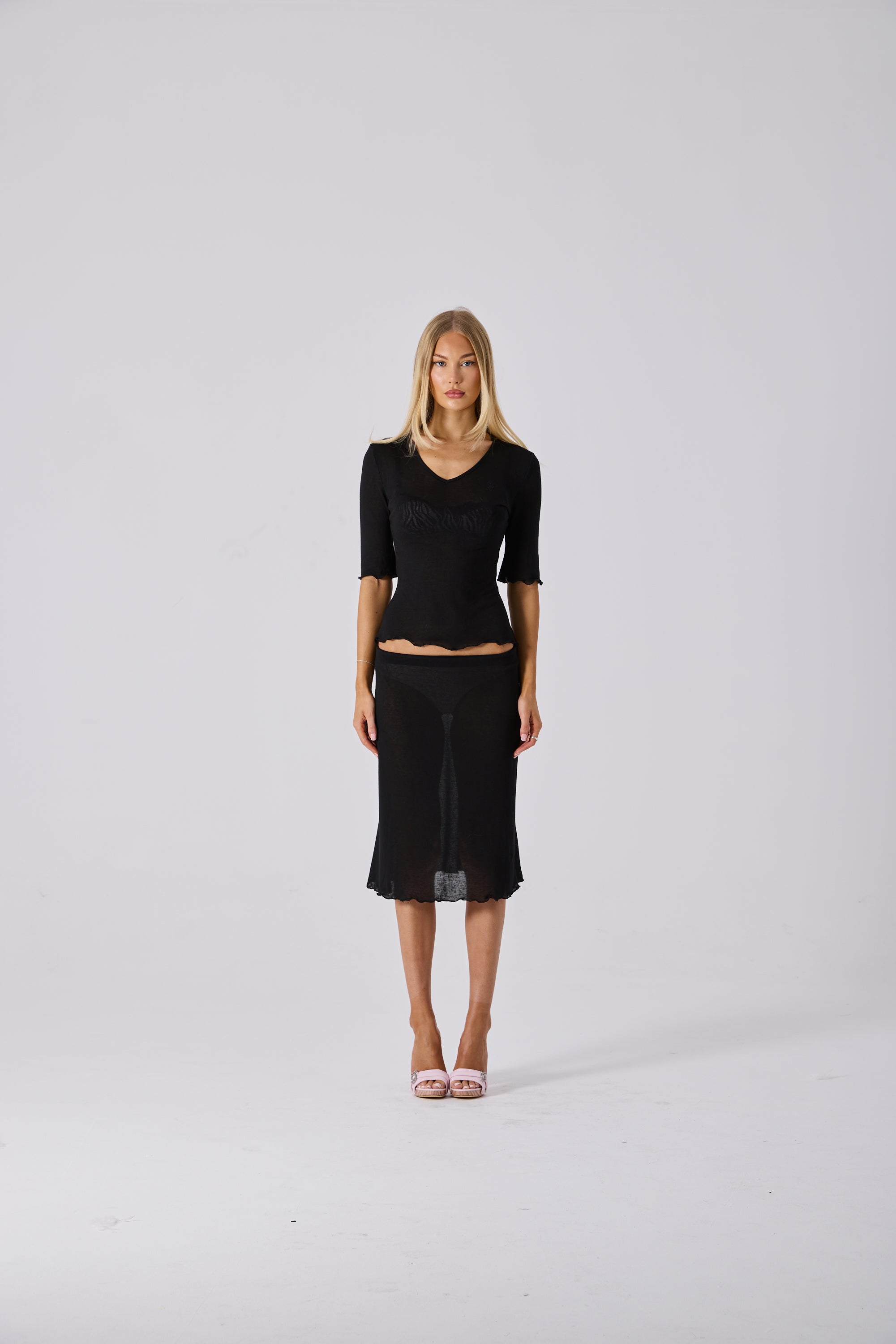 JOLIE 3/4 SLEEVE TOP - BLACK