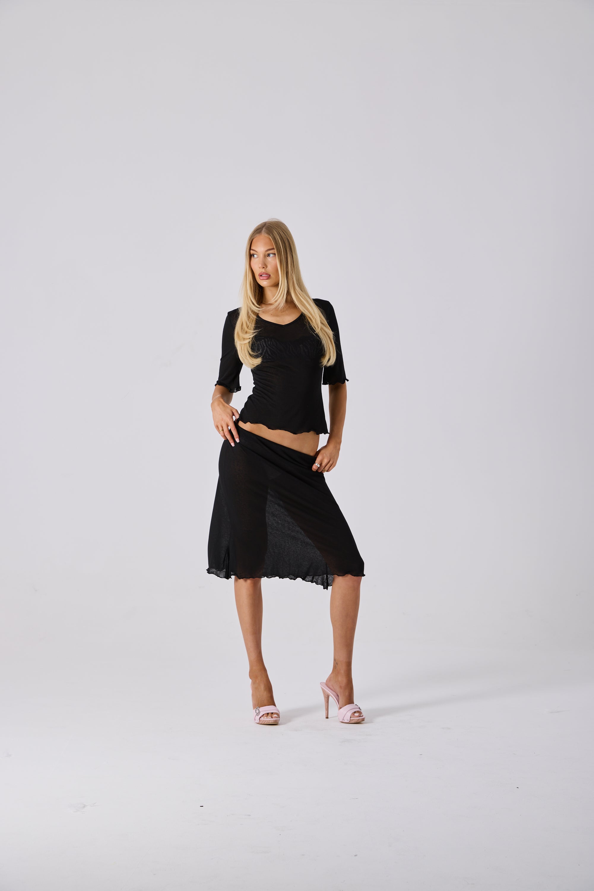 JOLIE 3/4 SLEEVE TOP - BLACK