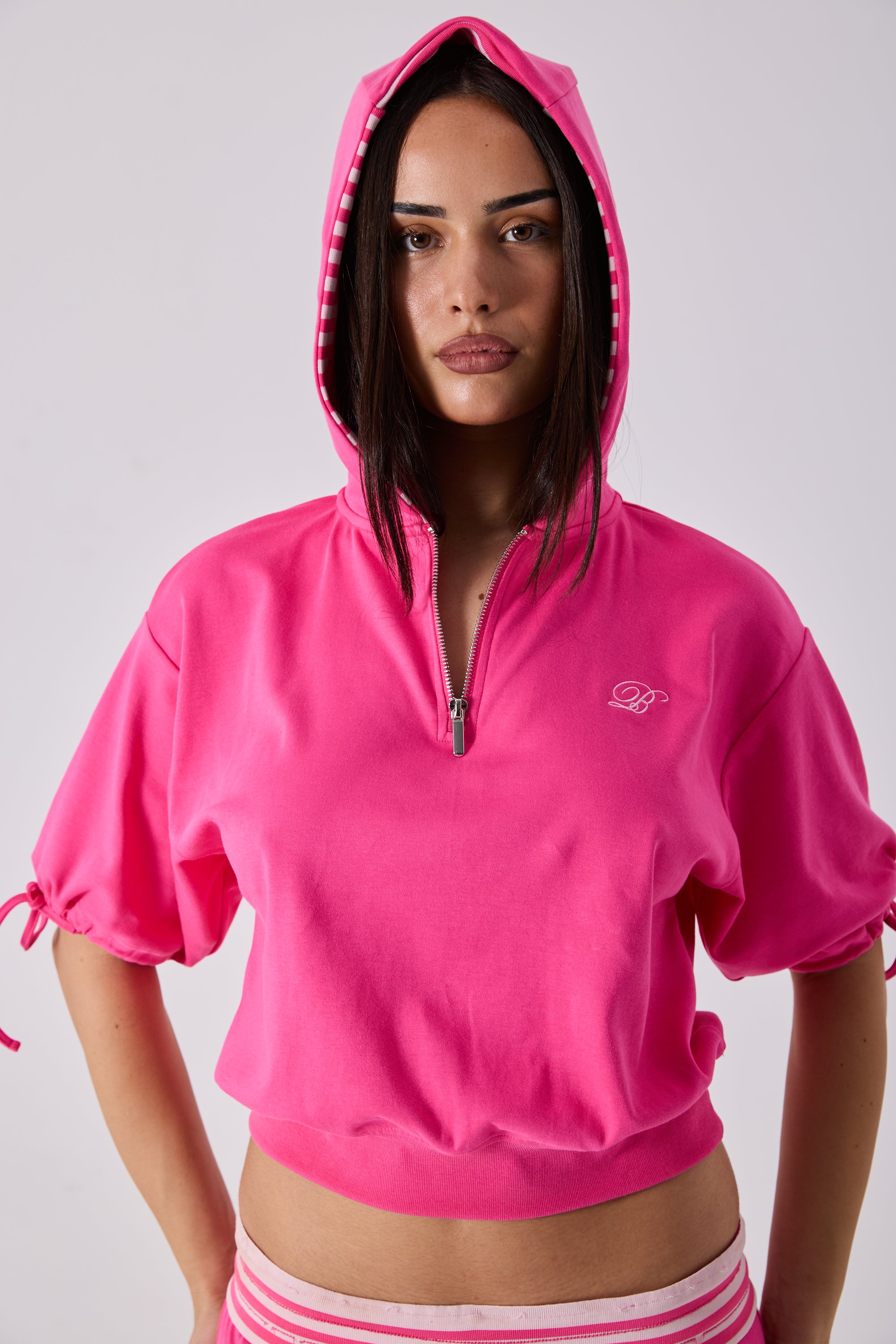 ELARA SHORT SLEEVE LOUNGE TOP - HOT PINK