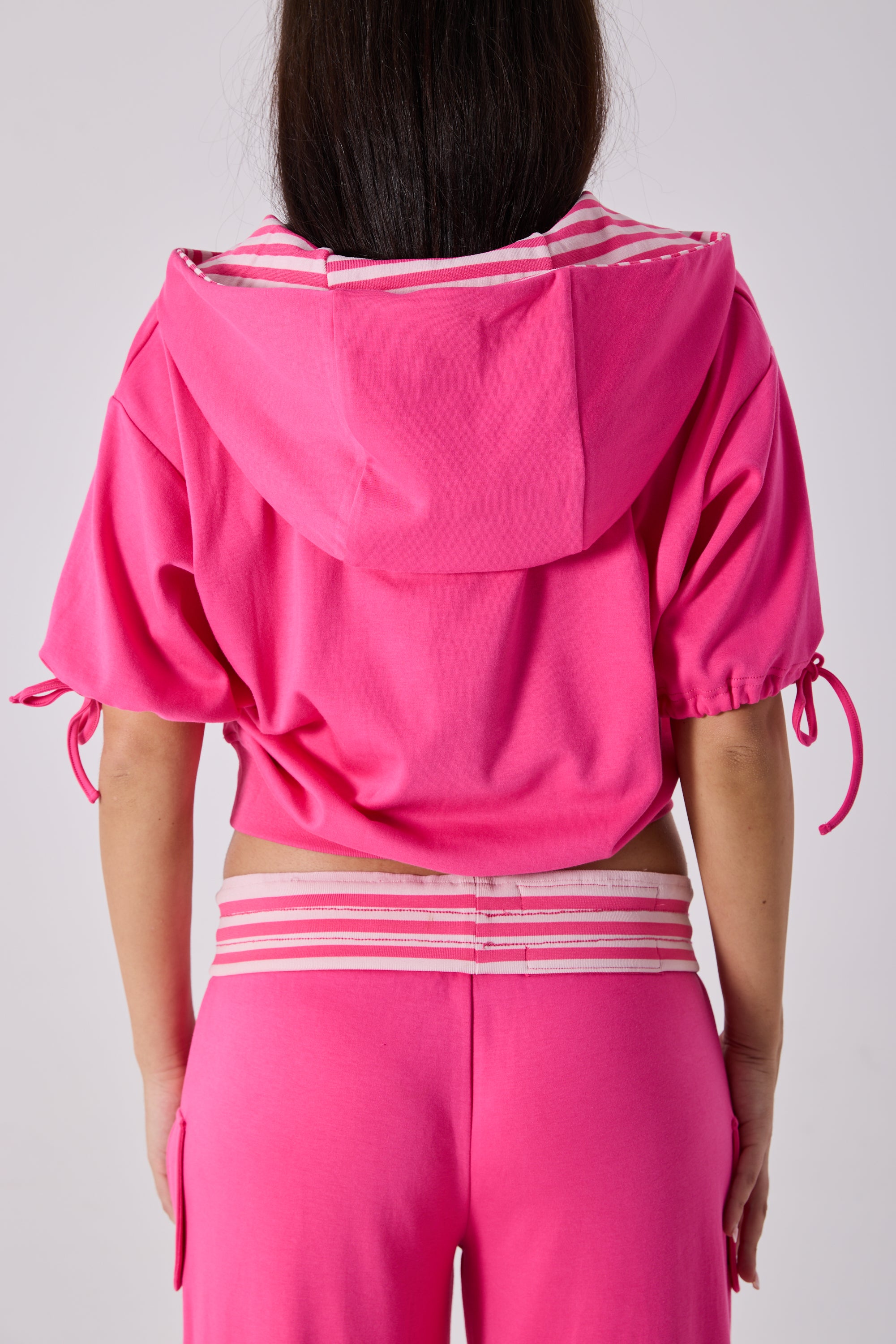 ELARA SHORT SLEEVE LOUNGE TOP - HOT PINK