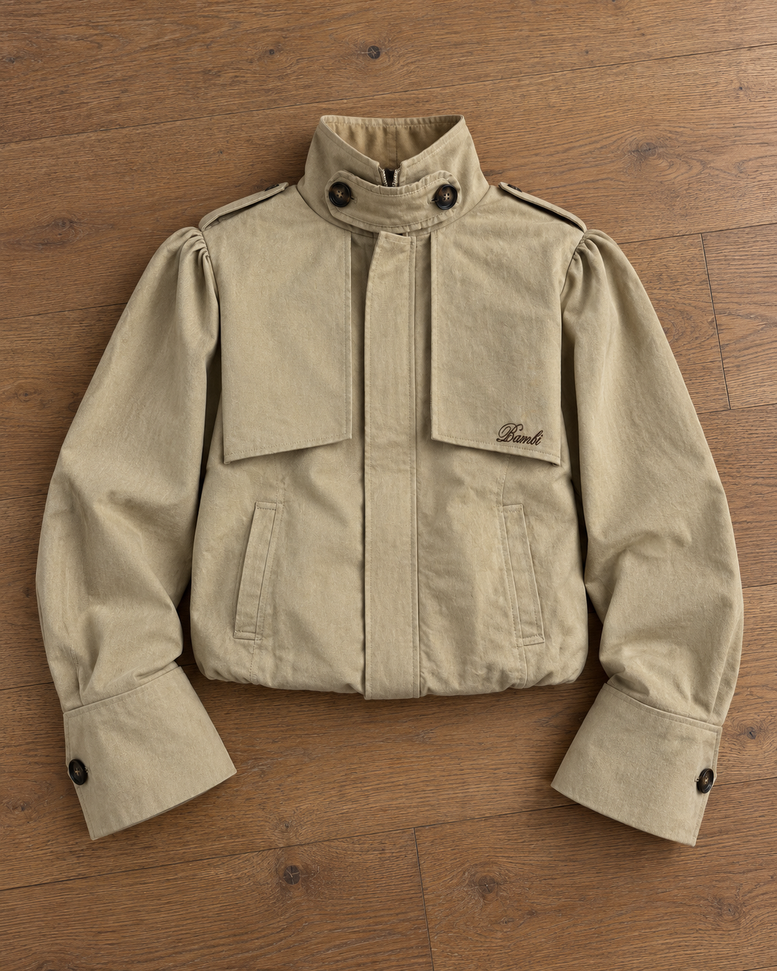 SELENE CROPPED TRENCH JACKET- STONE