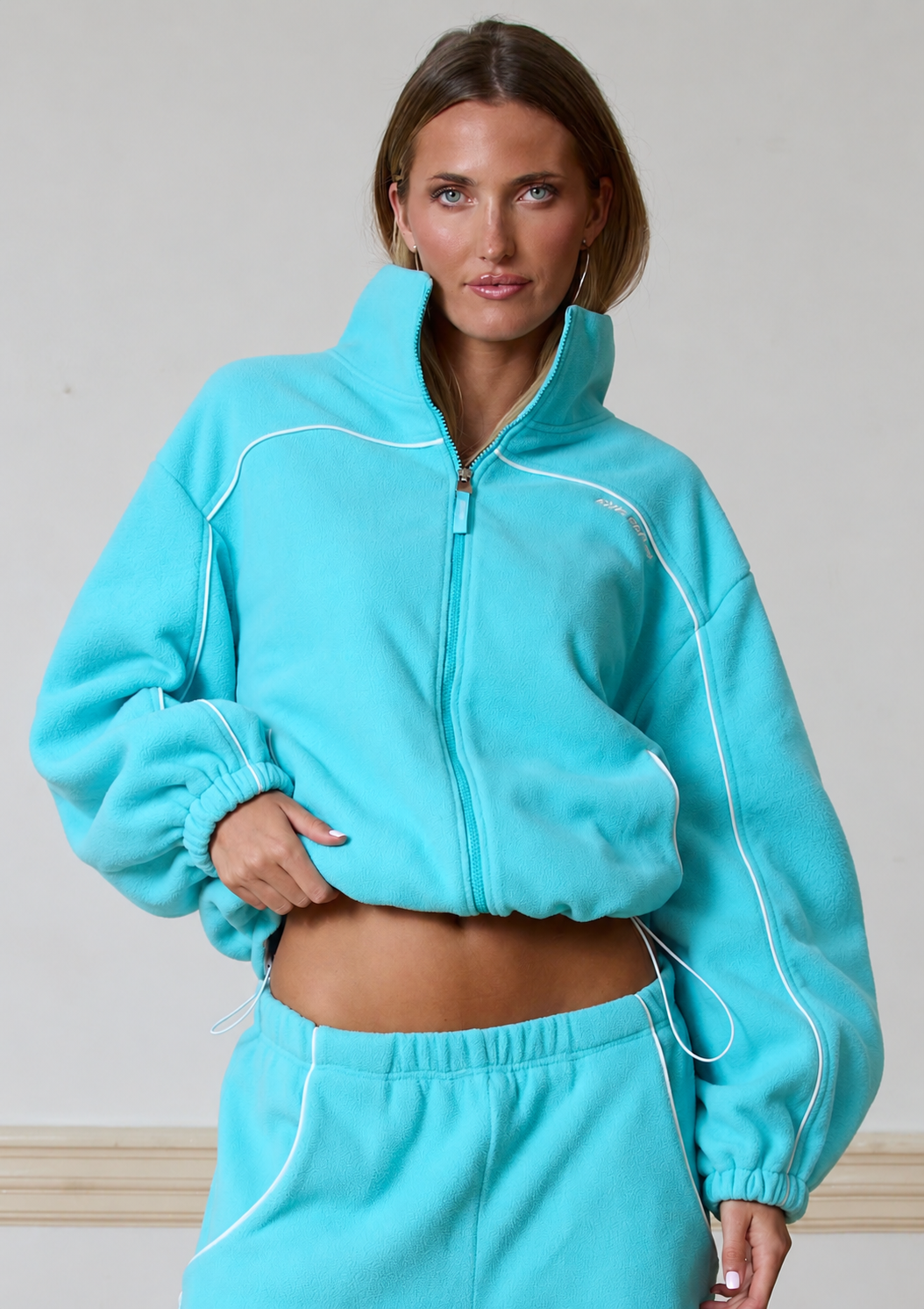 PARKER FLEECE ZIP JACKET - AQUA