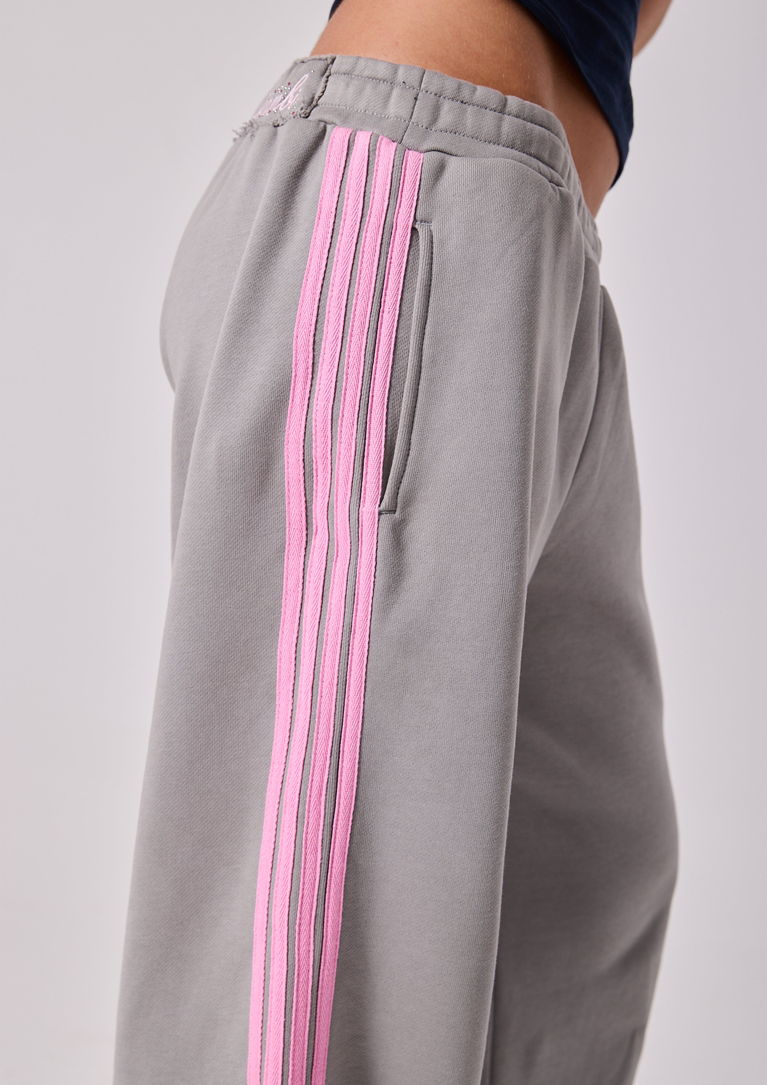 LOLA STRIPE TRACK PANT - GREY