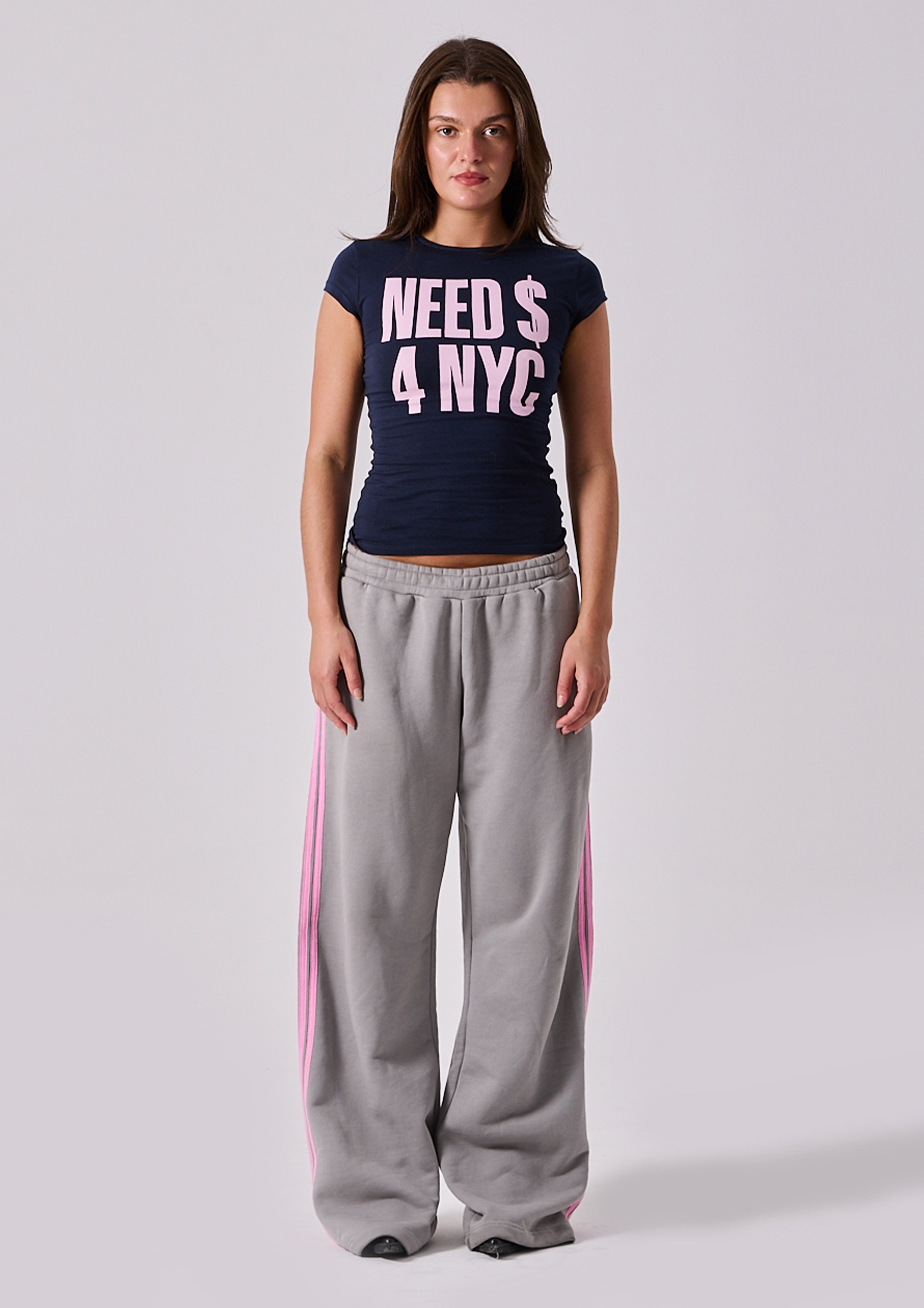 LOLA STRIPE TRACK PANT - GREY