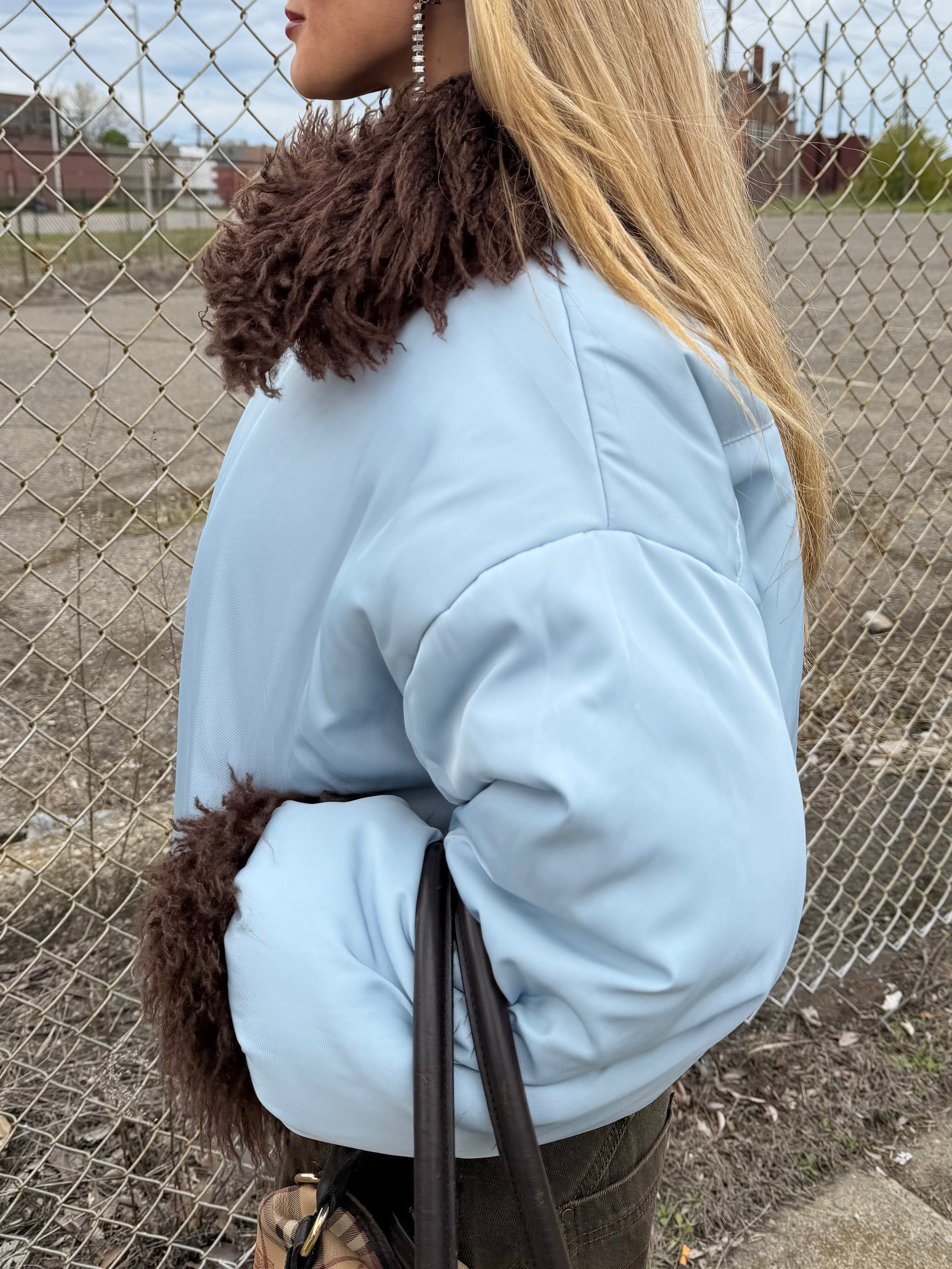 REVERSIBLE MARNI BOMBER - CHOCOLATE / BLUE