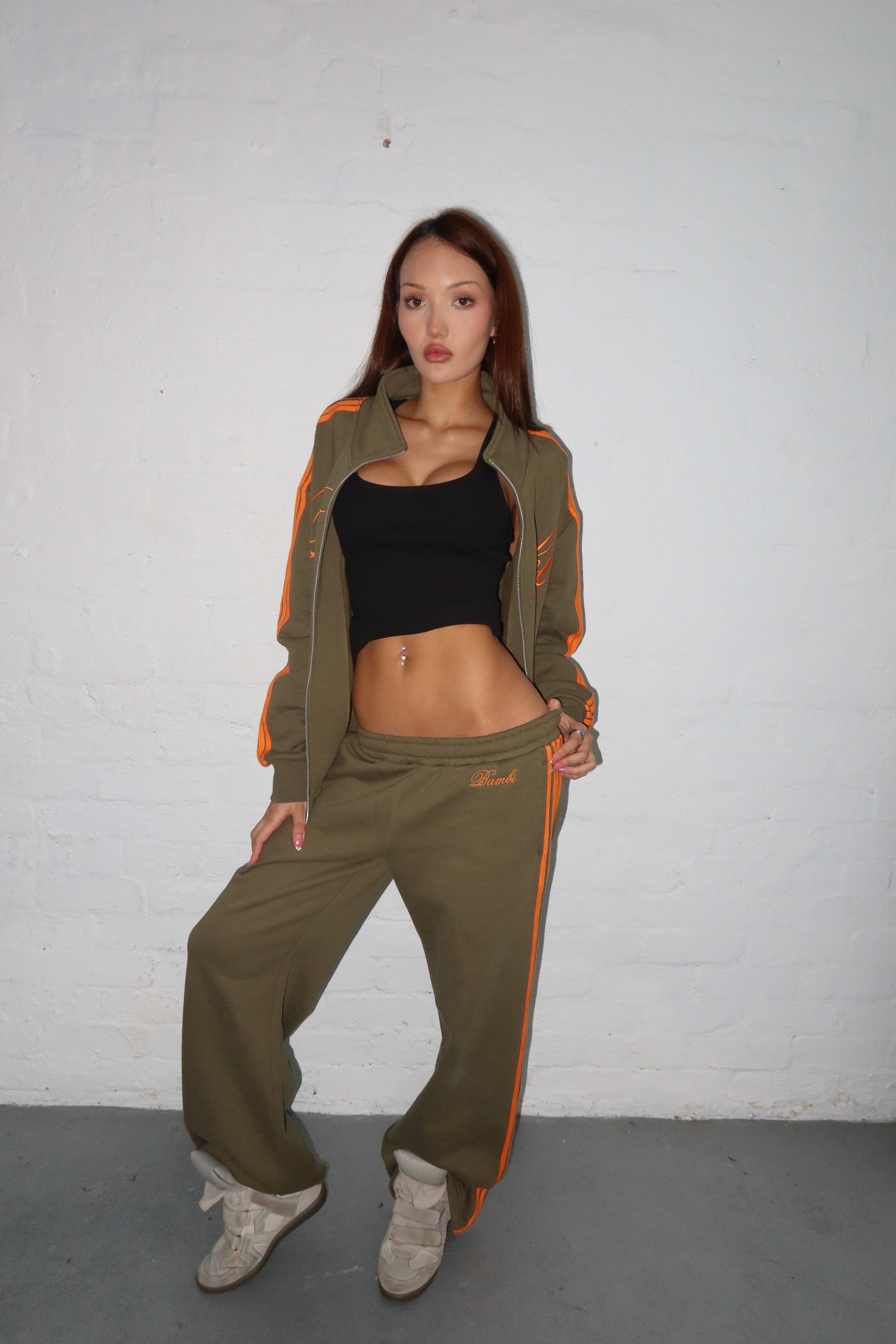 SPEARS STRIPE ZIP JACKET - KHAKI