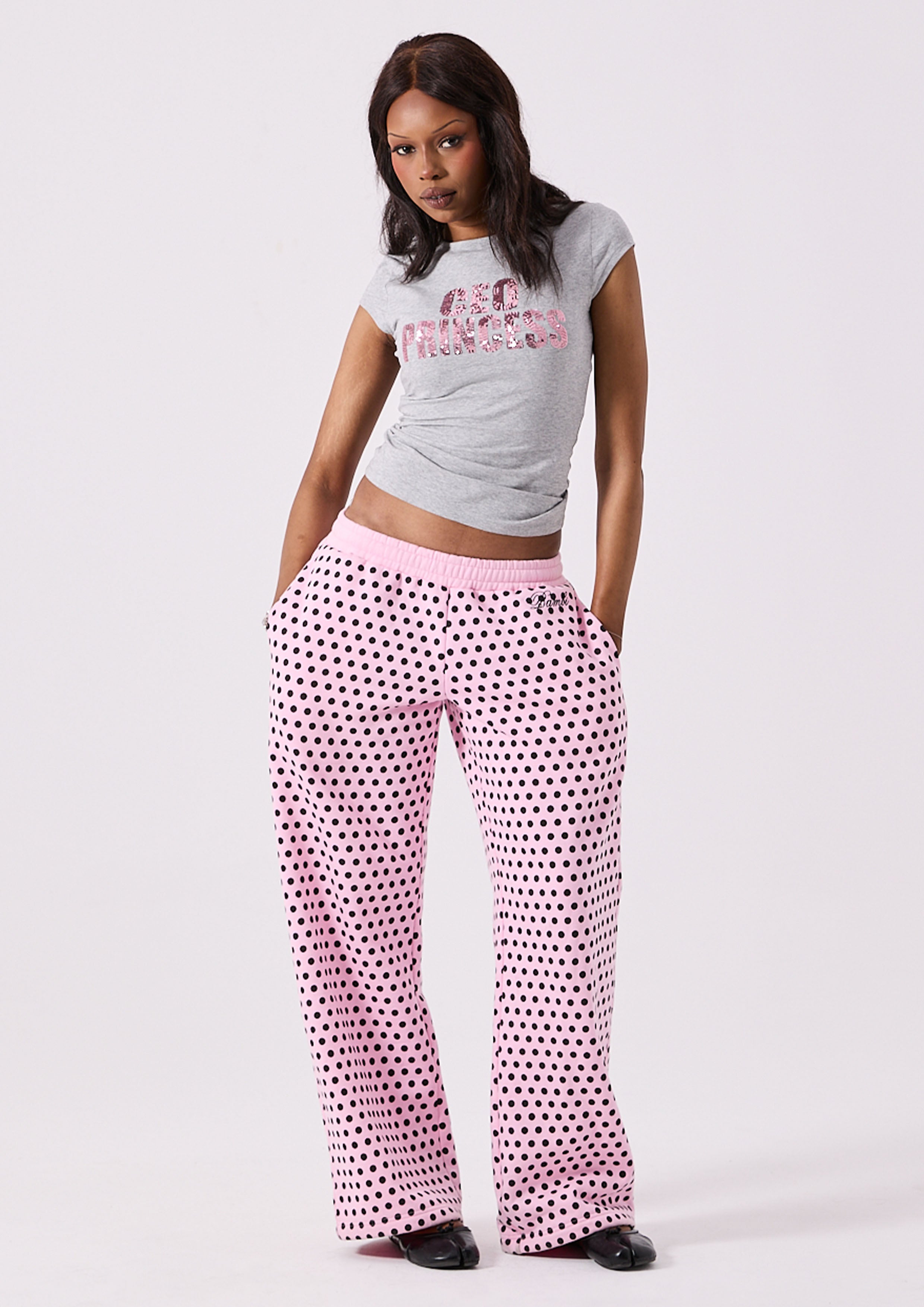 LOLA TRACK PANT - PINK POLKA