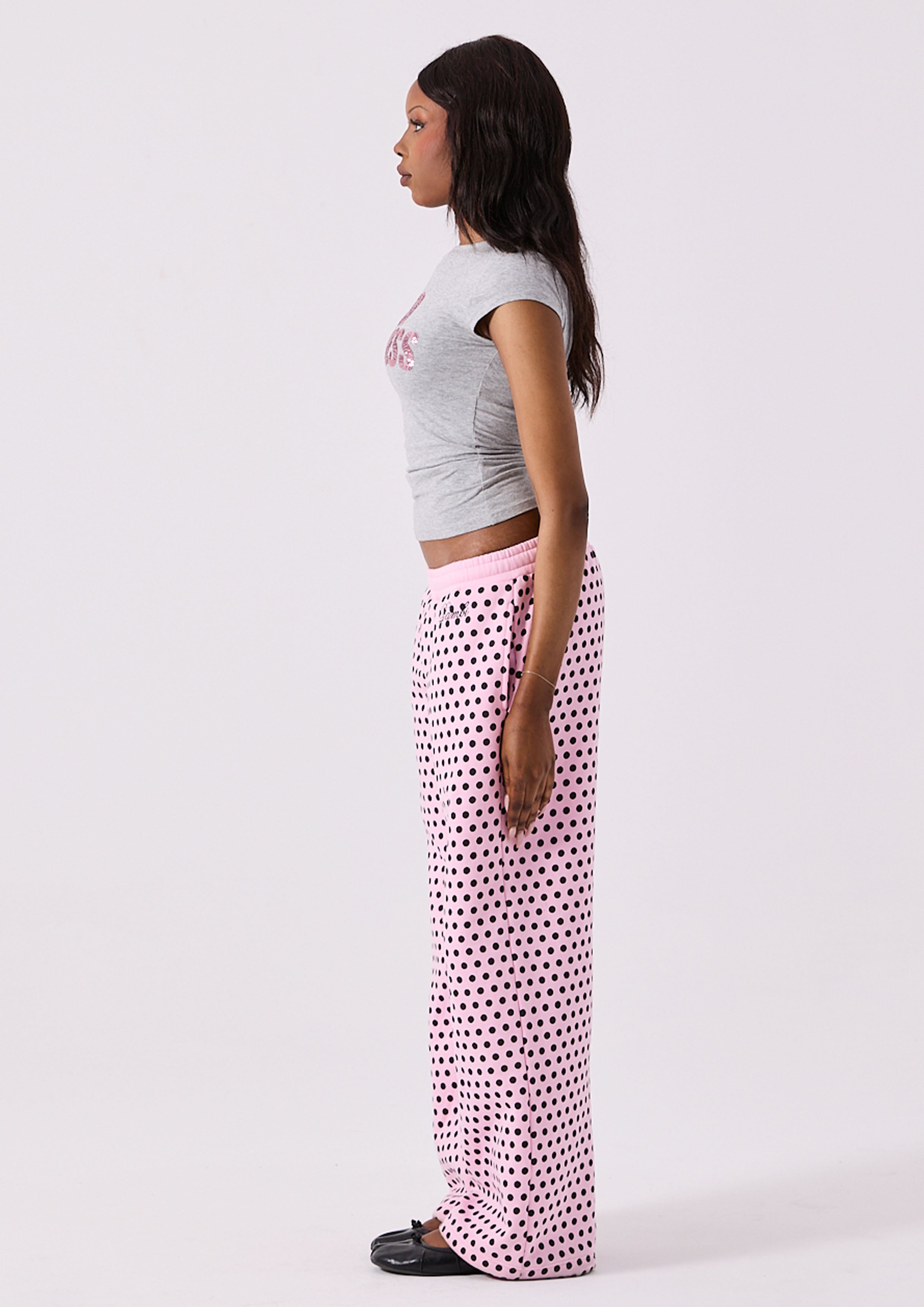 LOLA TRACK PANT - PINK POLKA