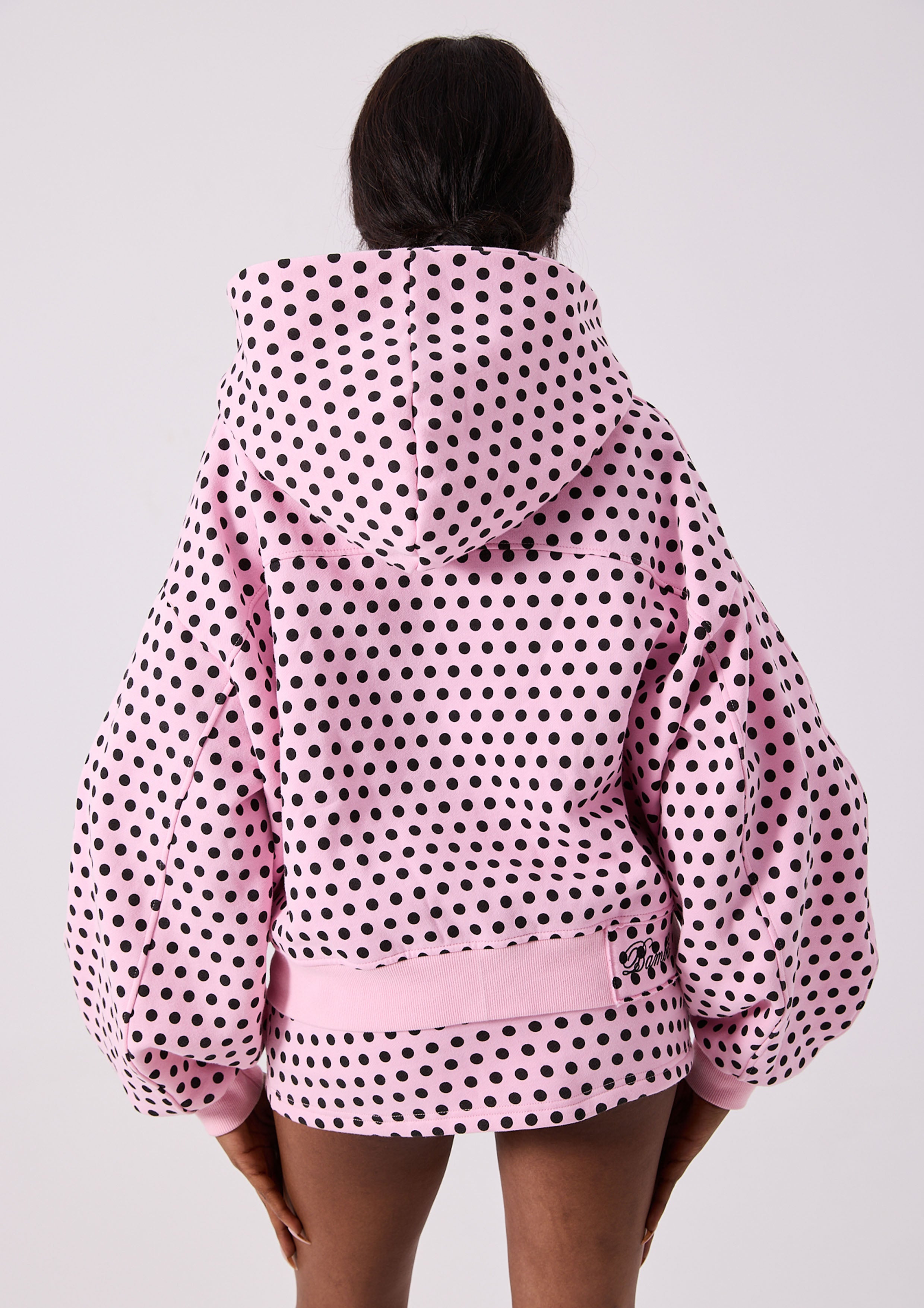 LOLA ZIP HOODIE - PINK POLKA