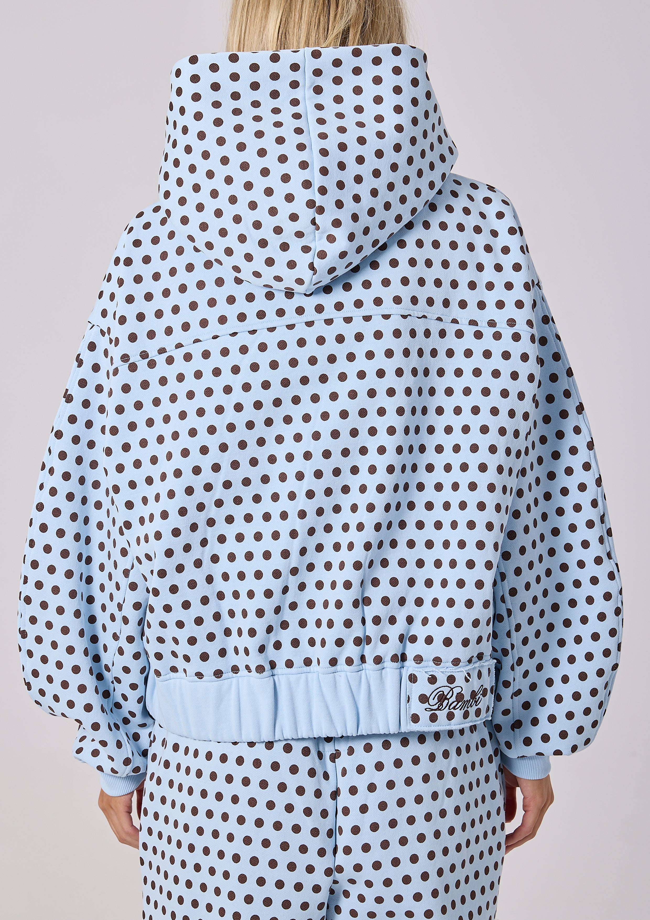 LOLA ZIP HOODIE - BLUE POLKA