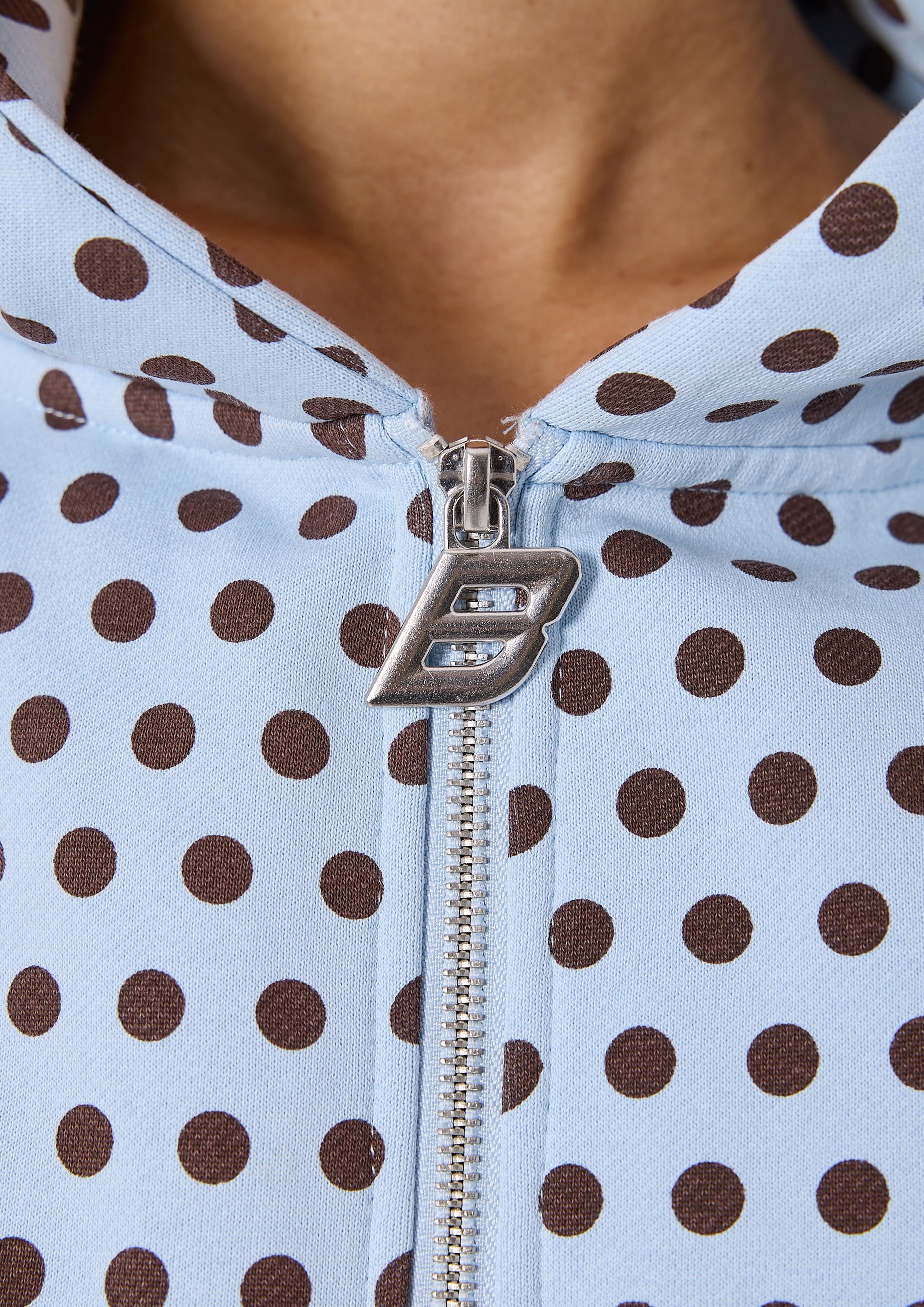 LOLA ZIP HOODIE - BLUE POLKA