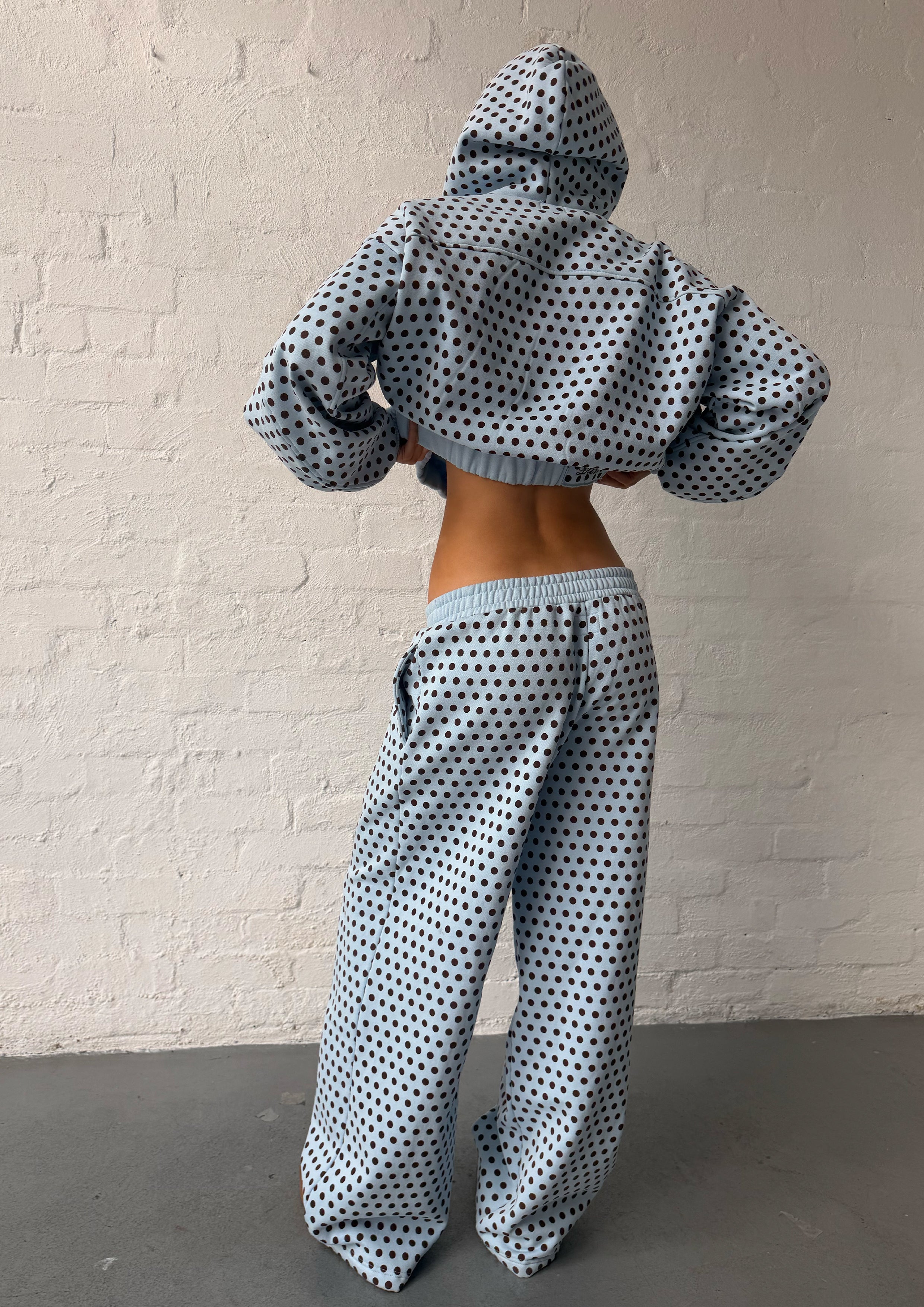 LOLA ZIP HOODIE - BLUE POLKA